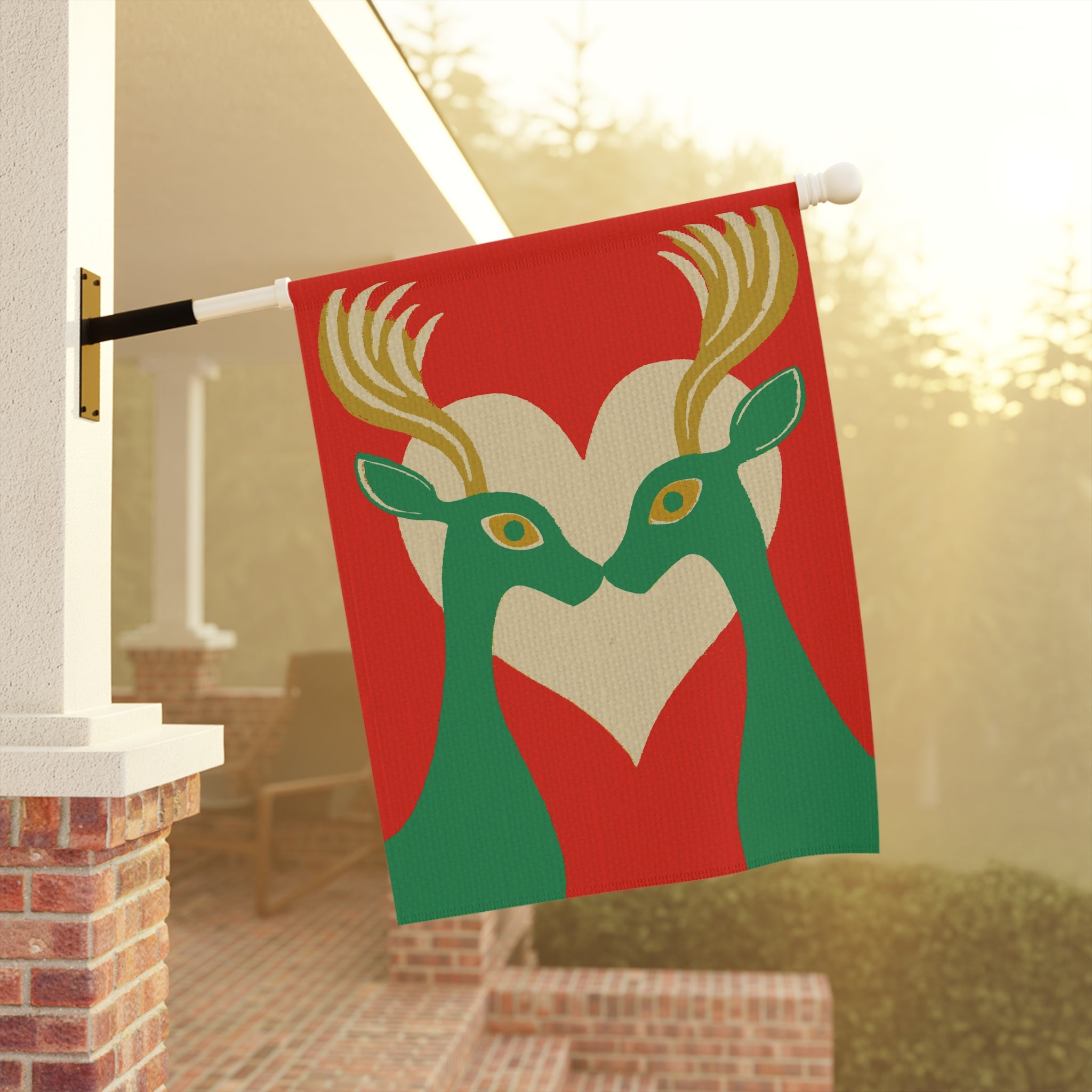 Seasonal Christmas Midwest Mod Scandi Reindeer Love Outdoor House Flag Garden Banner