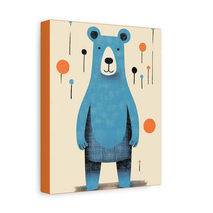 Midwest Modern Blue Bear Nursery Art Print No. 2 - Matte Canvas, Stretched, 1.25"