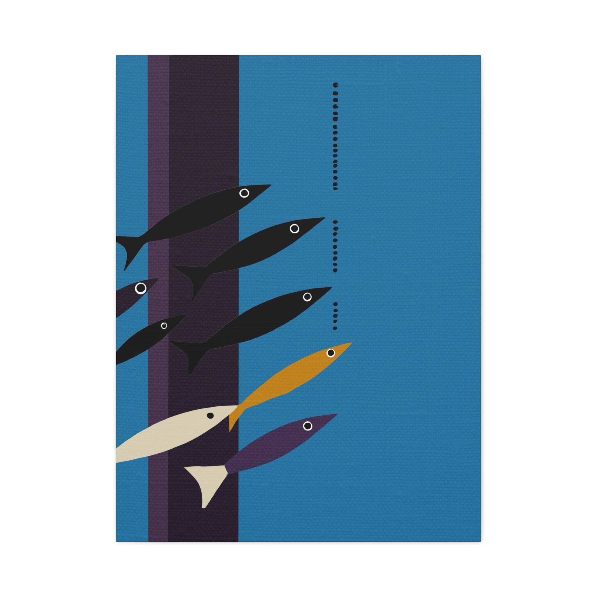 Midwest Modern Abstract Retro School of Fish (G) Print - Matte Canvas, Stretched, 1.25" -  home decor, wall art, nature, fish, fishing