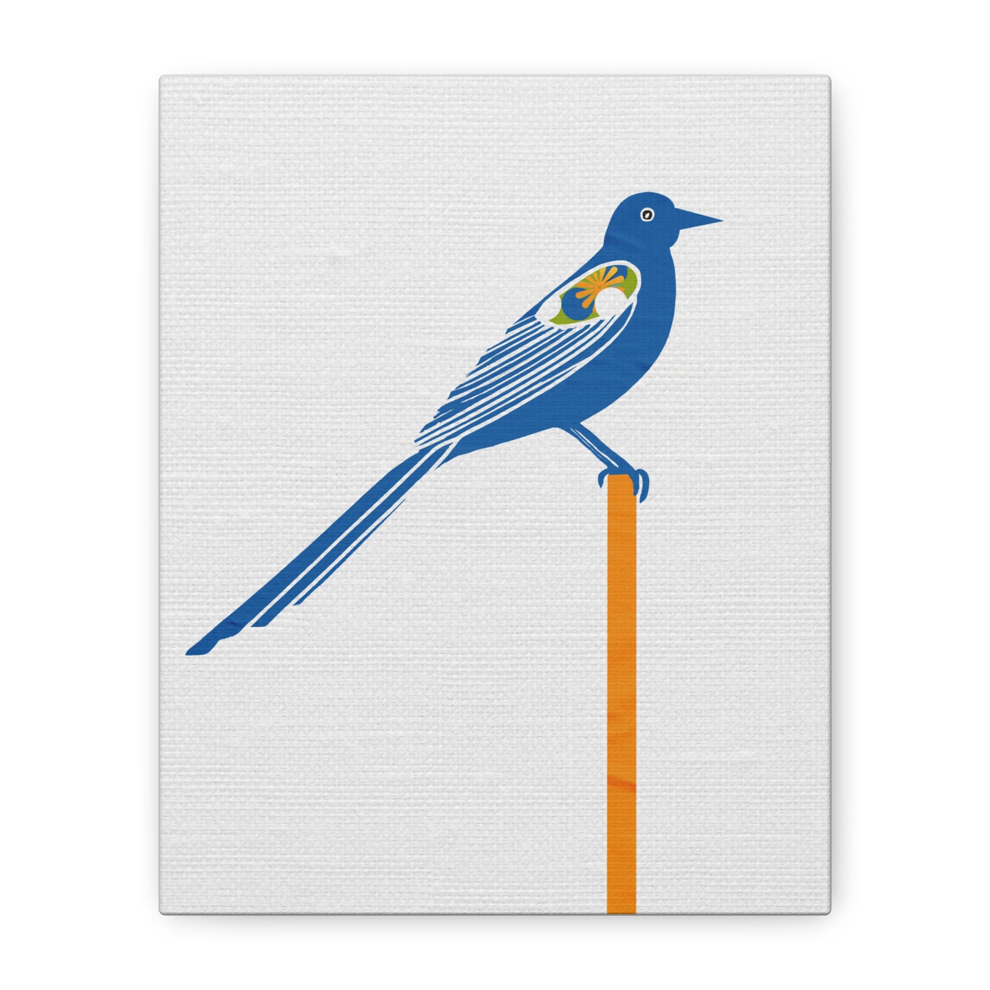 Midwest Mod Pop of Blue Bird Art Print  - Matte Canvas, Stretched, 1.25"