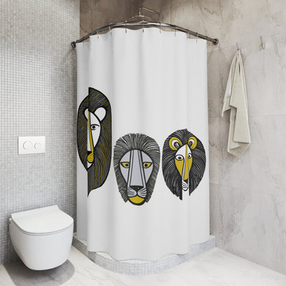 MOD MCM Inspired Lion Lions Graphic Art Shower Curtain