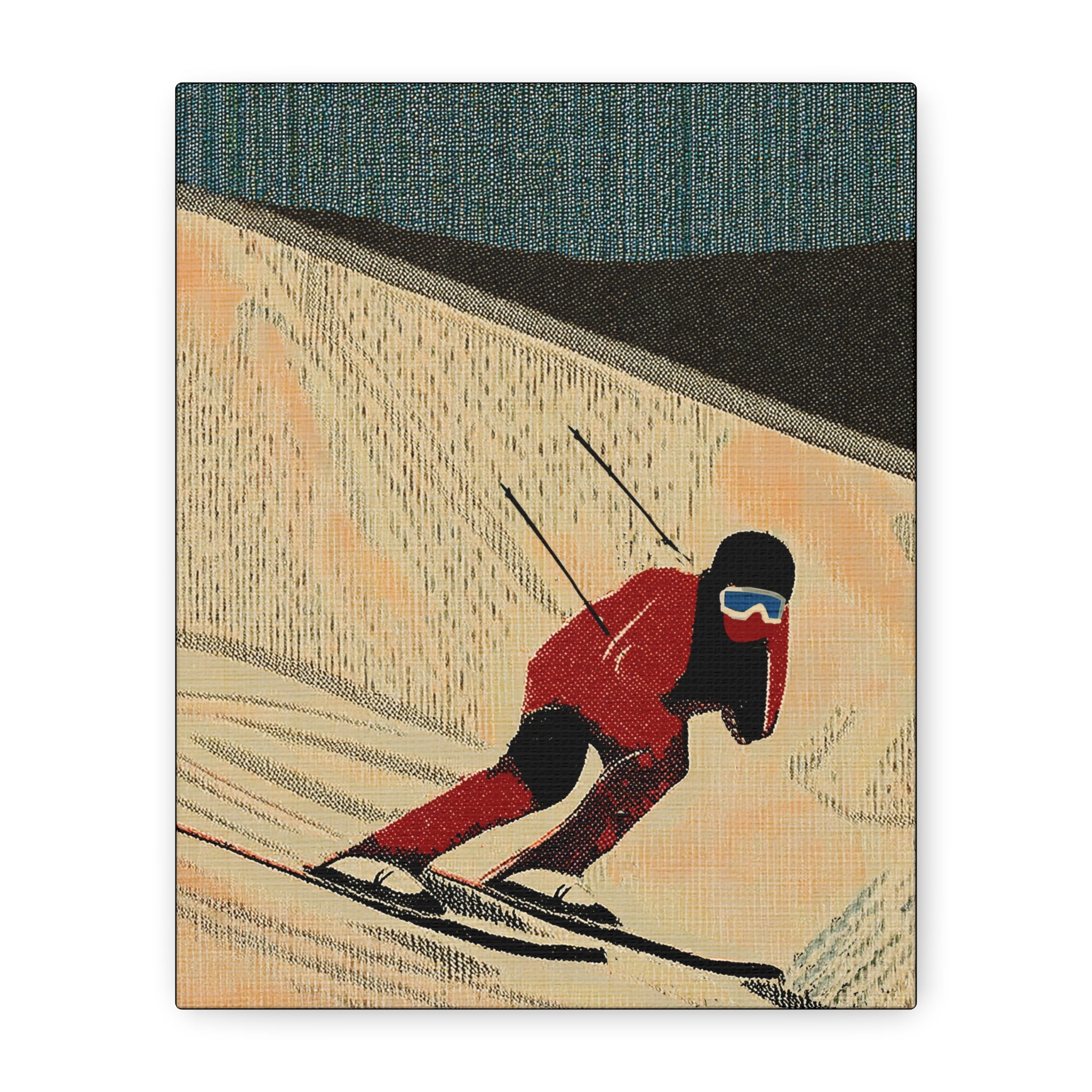 Midwest Mod Seasonal Winter Art Print Downhill Skier - Matte Canvas, Stretched, 1.25"