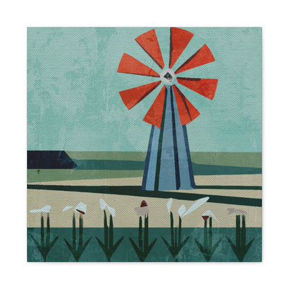 Canvas Art Print - Danish Modern Style Windmill Landscape