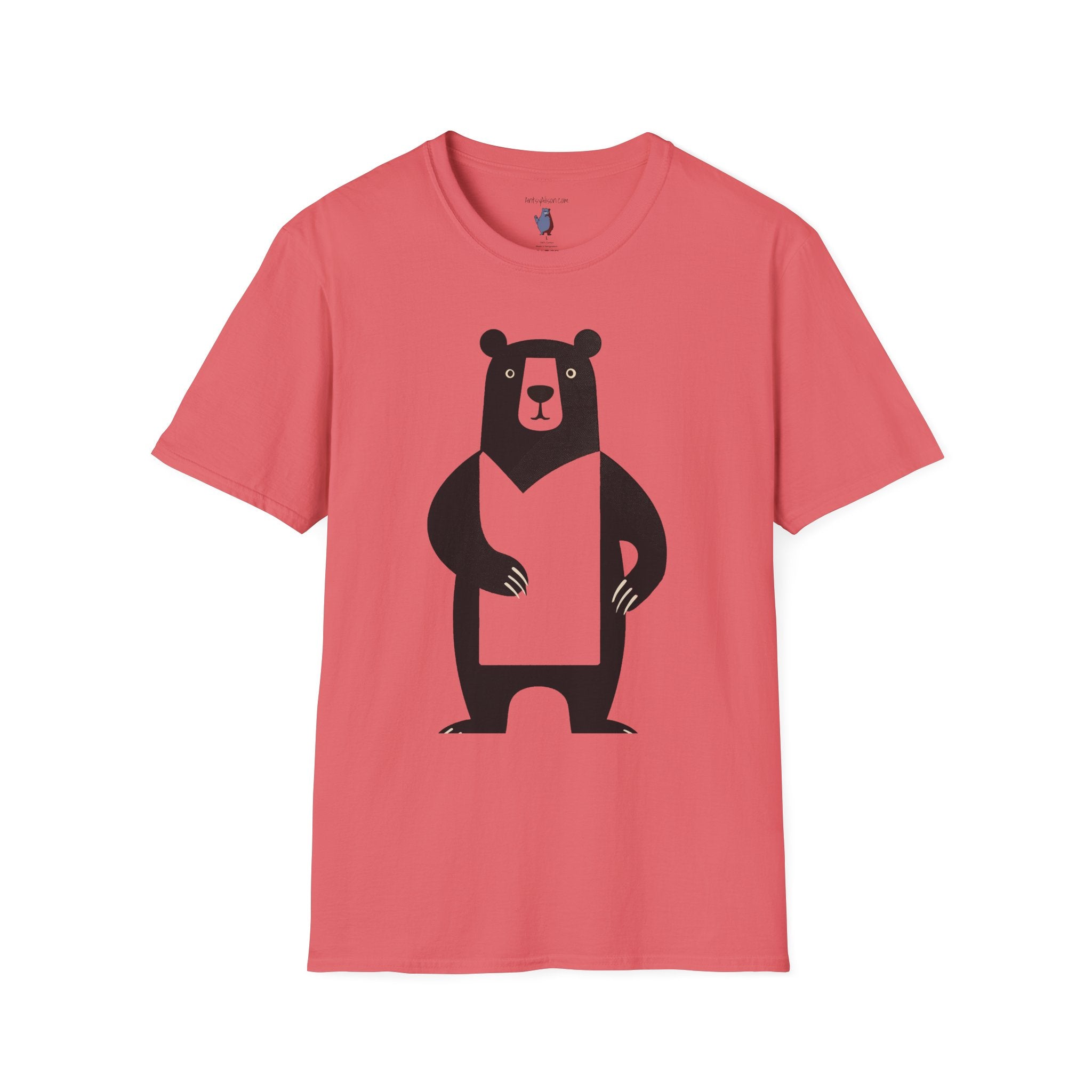Mod and Retro Transparent Belly Bear Graphic Art Tee - 100% Cotton T-Shirt