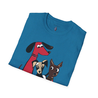 Retro Dog Trio Graphic Art - 100% Cotton T-Shirt