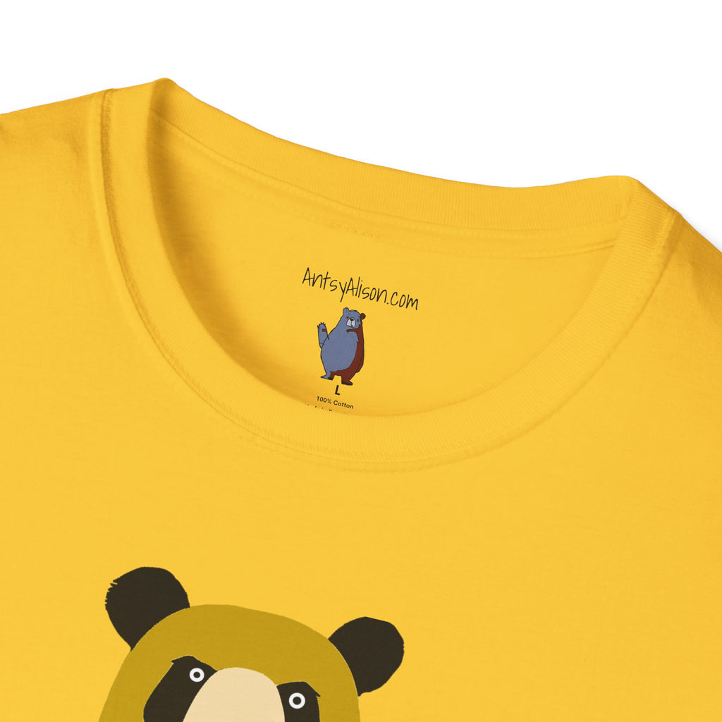 Yellow and Black Bear Number 5 Graphic Art - 100% Cotton T-Shirt
