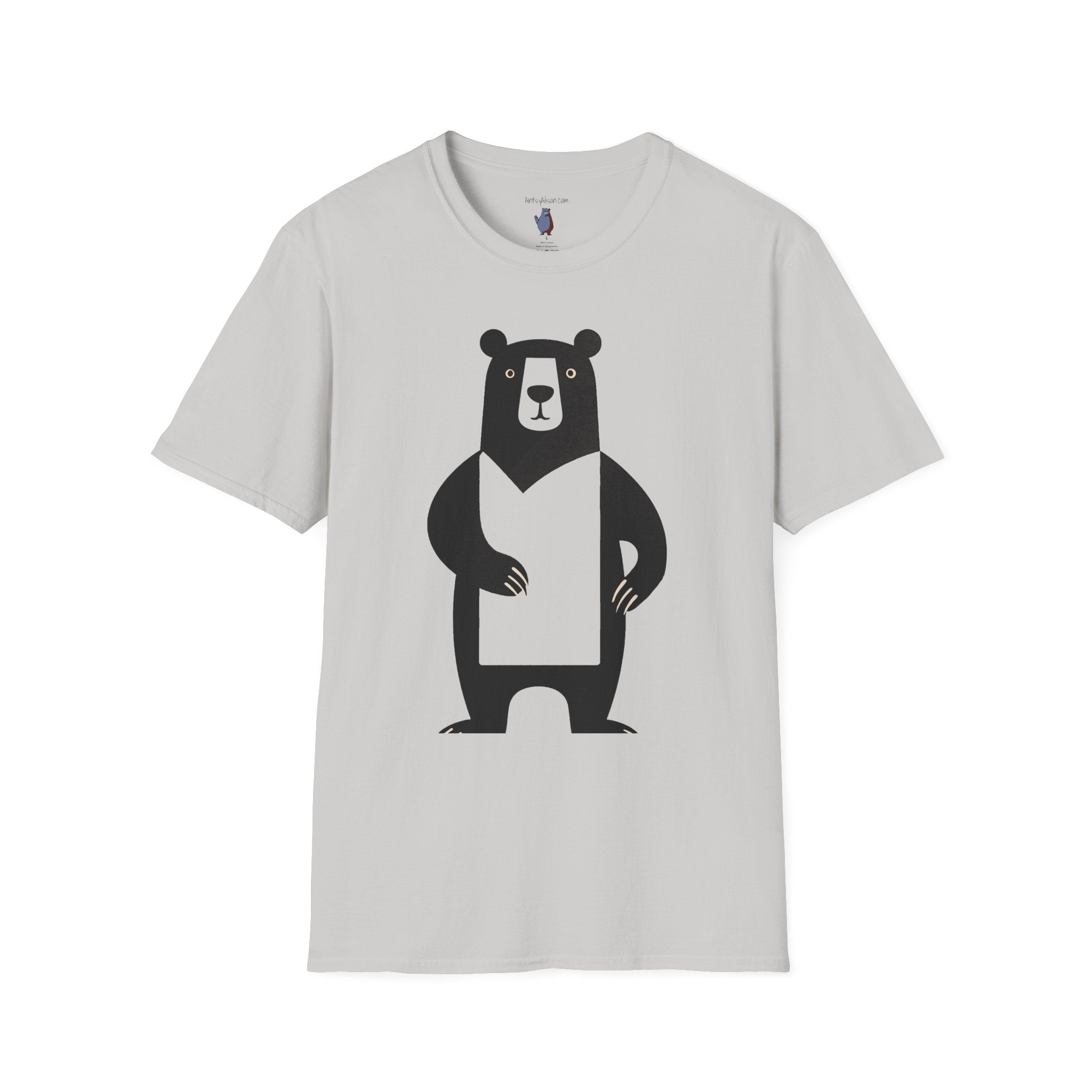 Mod and Retro Transparent Belly Bear Graphic Art Tee - 100% Cotton T-Shirt