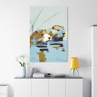 Surveying - Modern Abstract Beaver Couple - Matte Canvas, Stretched, 1.25"