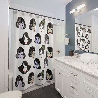 Mod MCM Inspired Hair Style Hairdo Graphic Shower Curtain No. 2