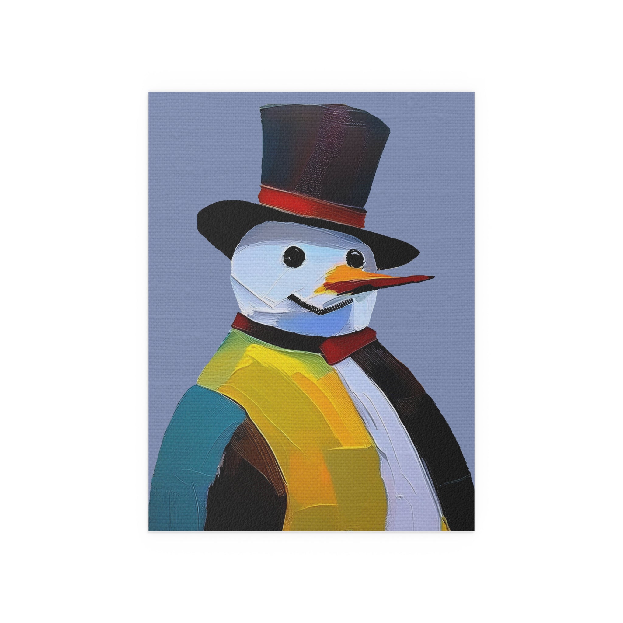 Midwest Mod Painted Snowman Seasonal Silk Poster, Indoor and Outdoor Decor, Unique Home Decor, Seasonal Decor, Christmas, Holiday