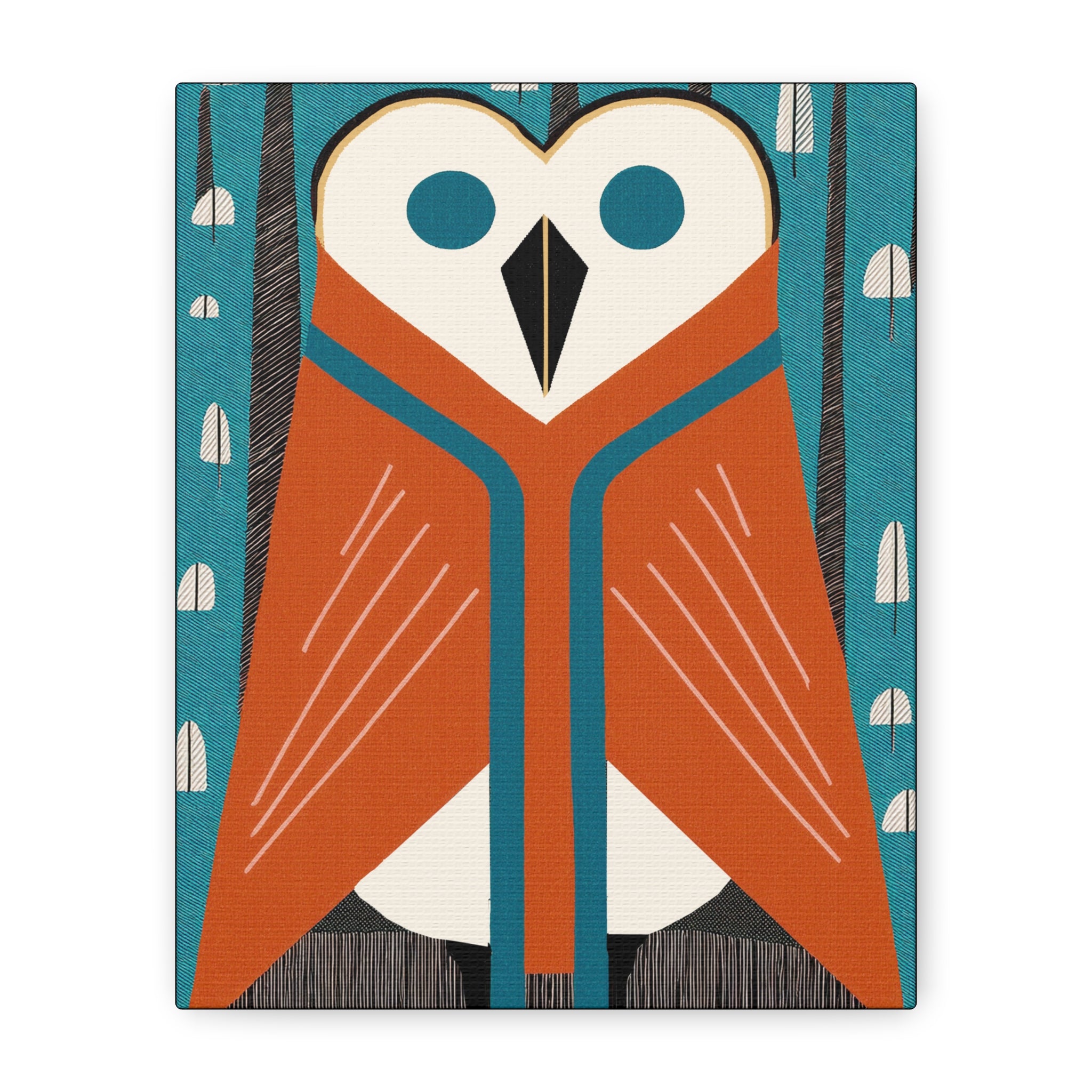 Midwest Mod Snowy Owl with Blanket Winter Print- Matte Canvas, Stretched, 1.25", holiday decor, winter, cozy, owl, blankets