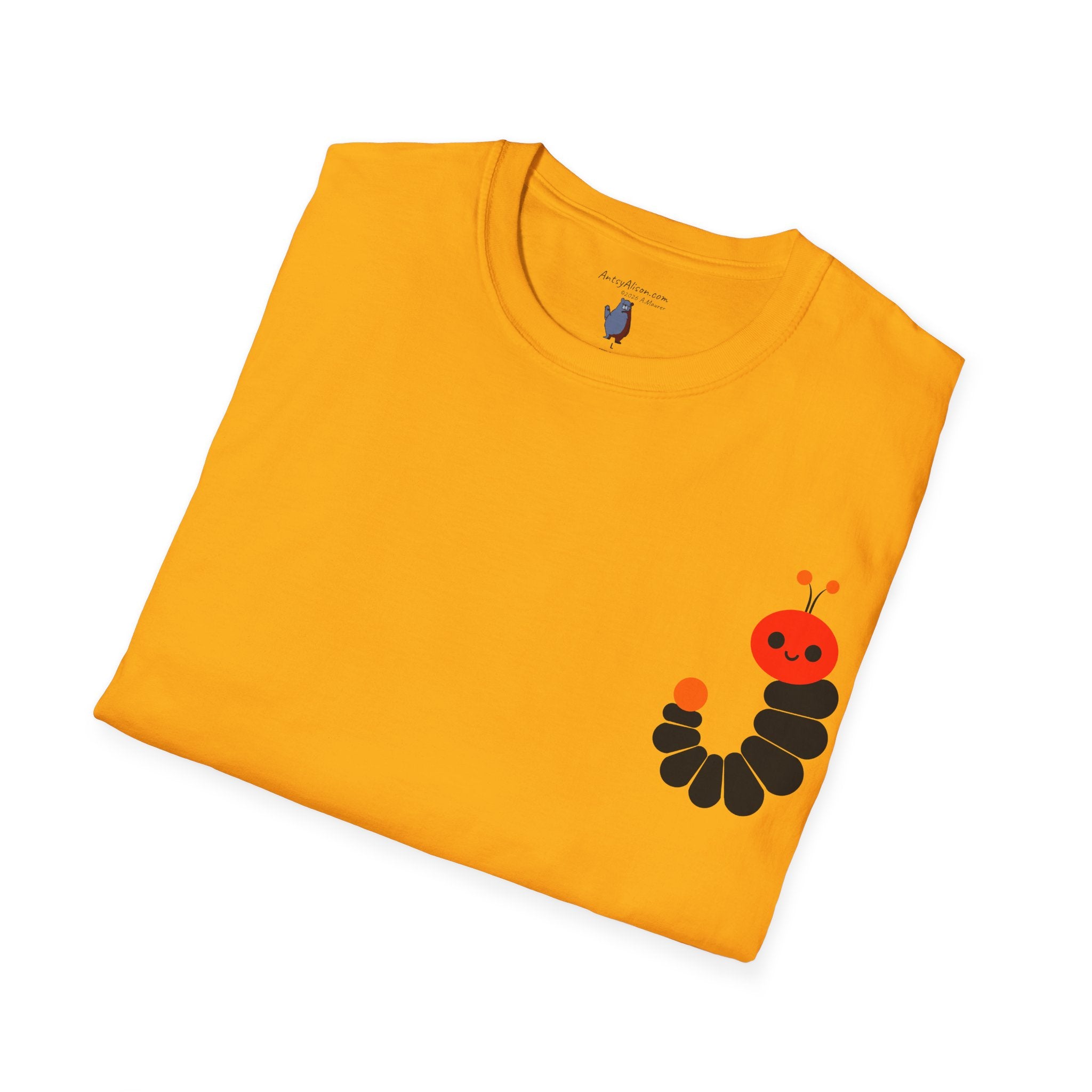 Midwest Modern Pop Icon Red and Orange Caterpillar - 100% Cotton Graphic Tee - animal lovers, insects, bugs, caterpillars, red, orange