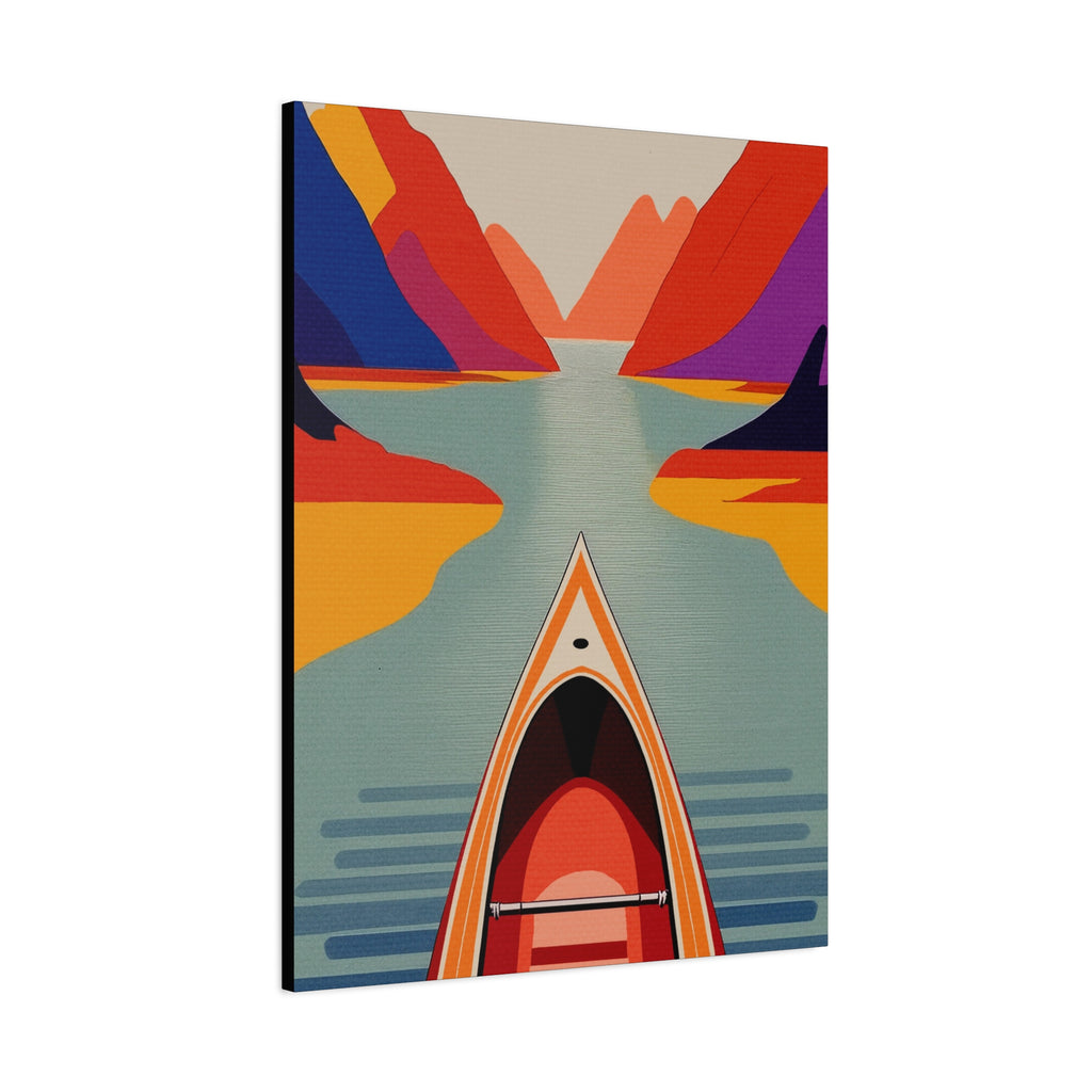 Midwest Modern Outdoor Activity Canoe Art Print - Matte Canvas, Stretched, 1.25"