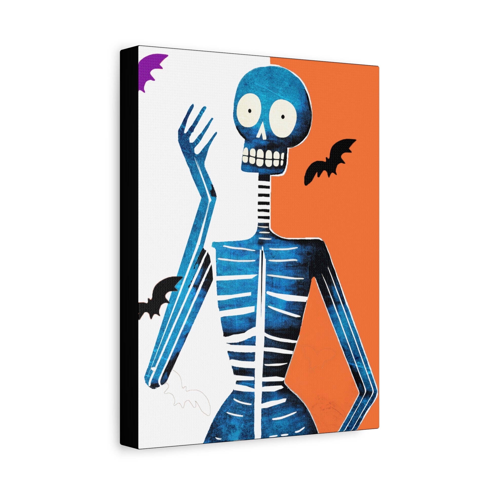 Oops, My Arm! Blue Skeleton Halloween Art Print  - Matte Canvas, Stretched, 1.25"
