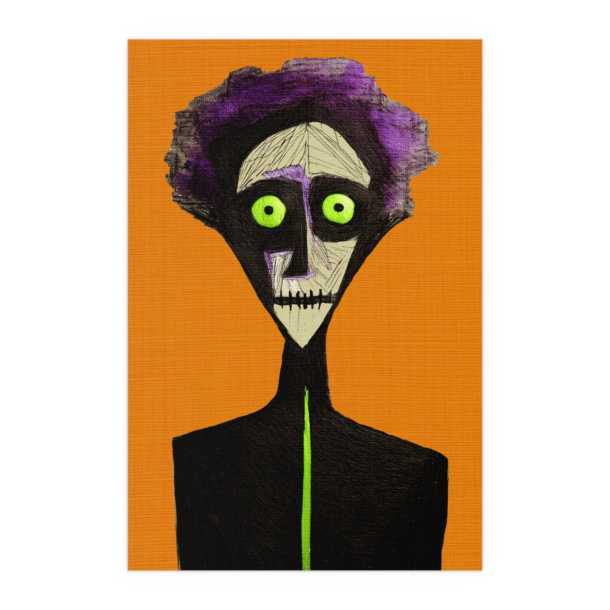 Midwest Mod Wide Eyed Zombie Seasonal Silk Poster, Indoor and Outdoor Decor, Unique Home Decor, Seasonal Decor, Halloween, Zombie, Monster, Creature