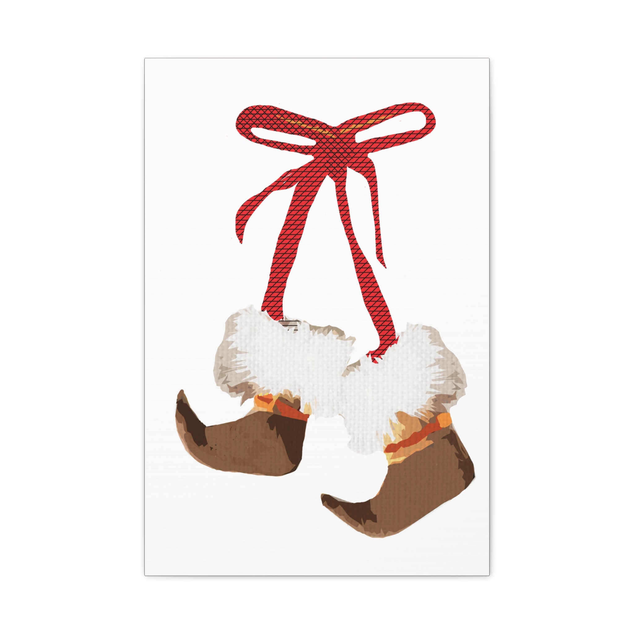 Midwest Mod Holiday Moccasin Fur Elf Shoes Print- Matte Canvas, Stretched, 1.25", holiday decor, Christmas, Santa, Wintergreen, Claus, Kirs Kringle