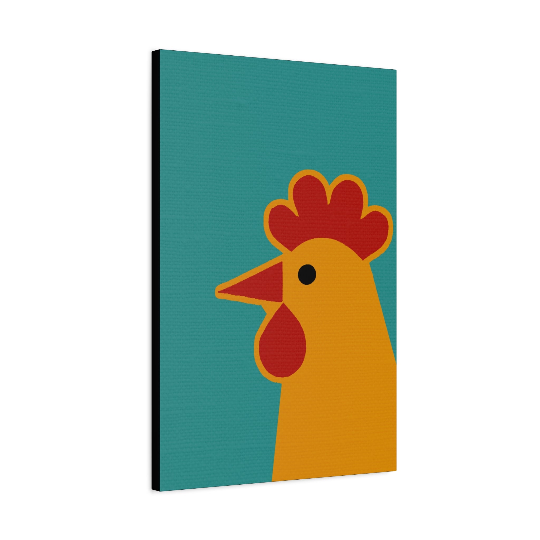 Midwest Modern Icon Pop Art Chicken Head Print - Matte Canvas, Stretched, 1.25" - wall decor, fun art,  bold, animals, chickens