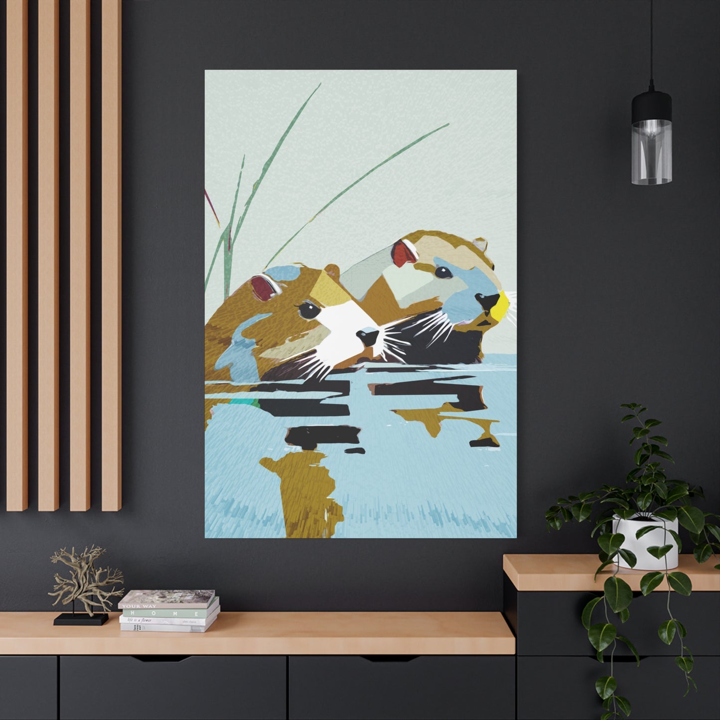 Surveying - Modern Abstract Beaver Couple - Matte Canvas, Stretched, 1.25"