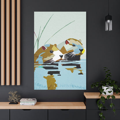 Surveying - Modern Abstract Beaver Couple - Matte Canvas, Stretched, 1.25"