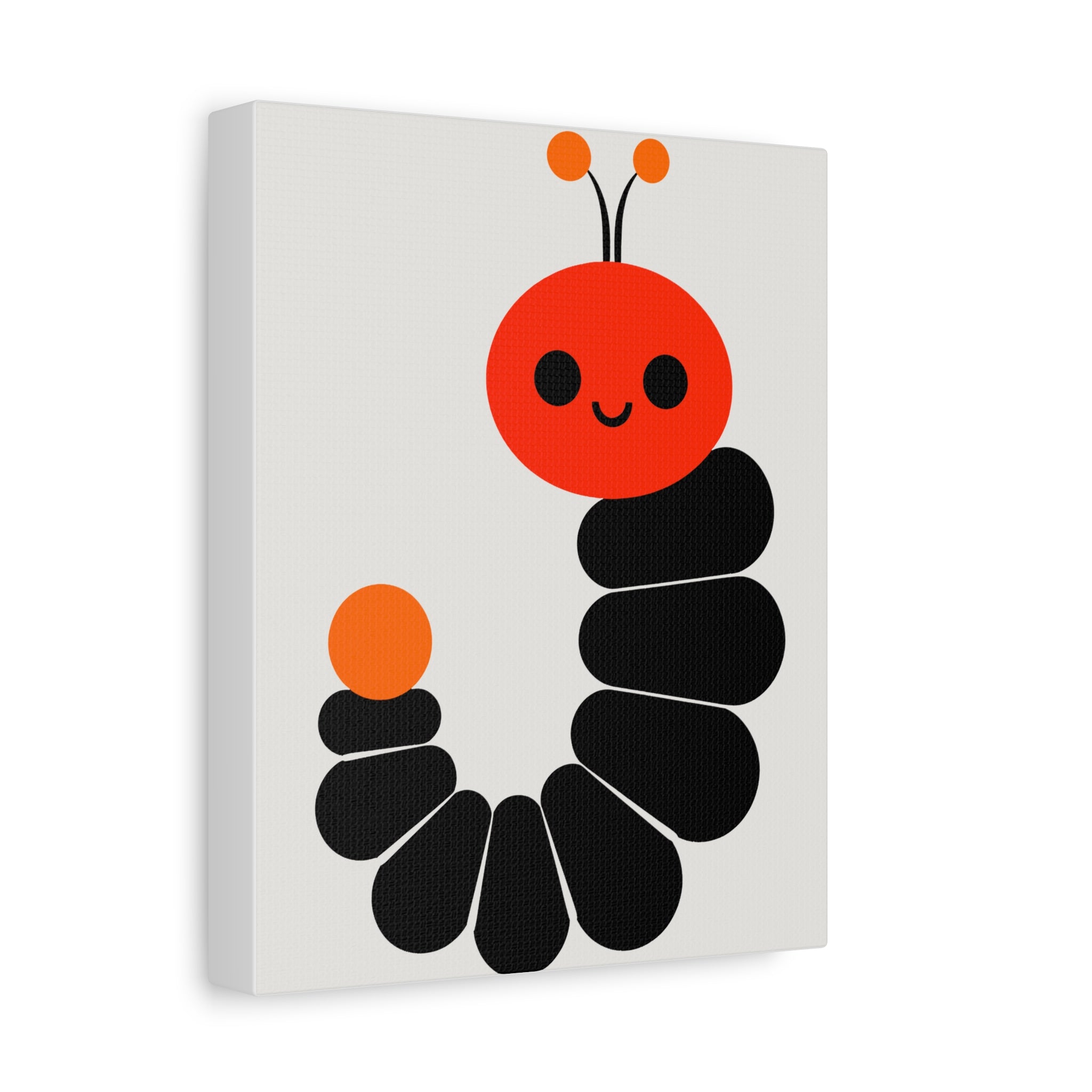Midwest Modern Simple Graphic Red, Orange & Black Caterpillar Nursery Art Print - Matte Canvas, Stretched, 1.25"