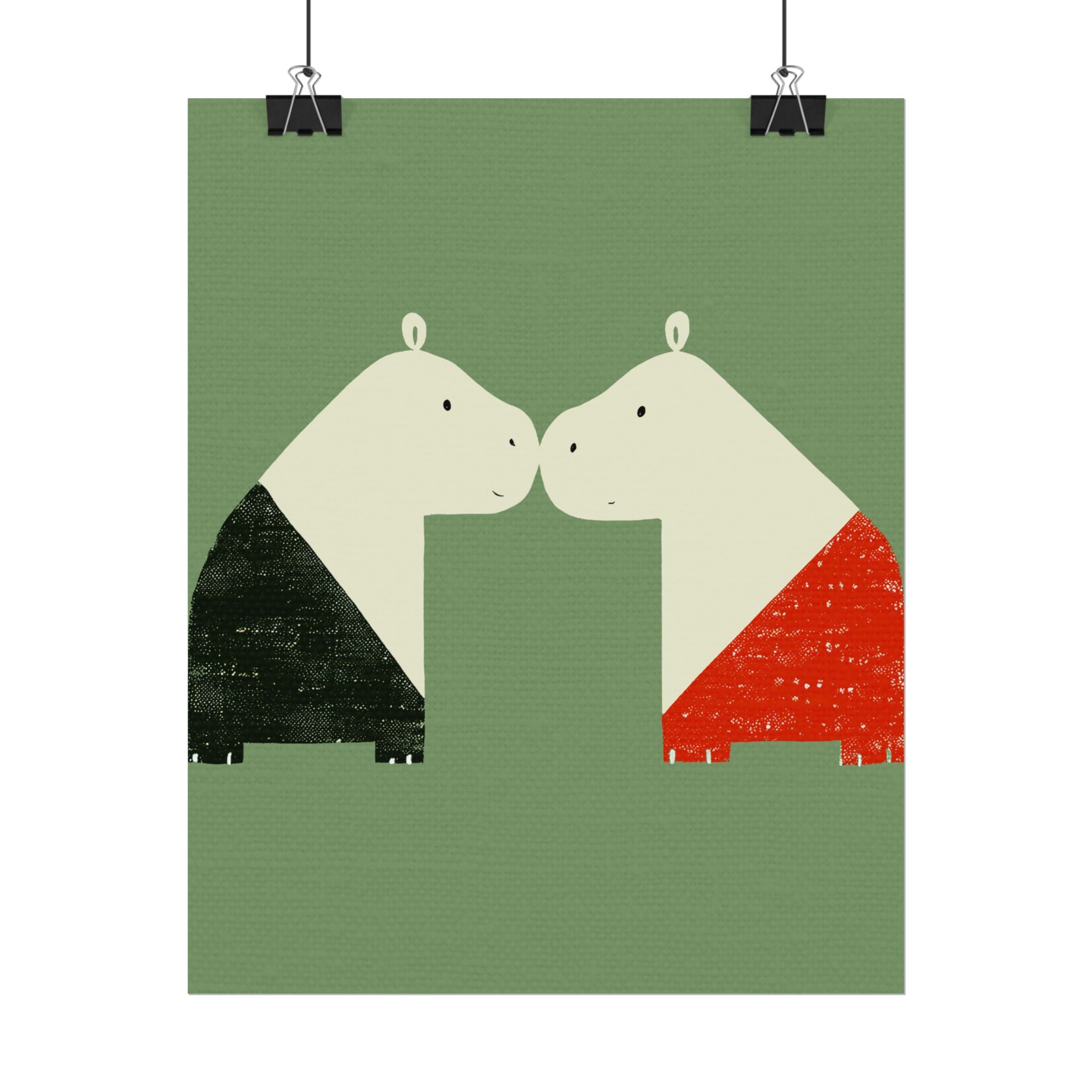 Animal Love Print Hippos Only Rolled Poster - Animals, Hippo, Valentines Day, Nature, Love