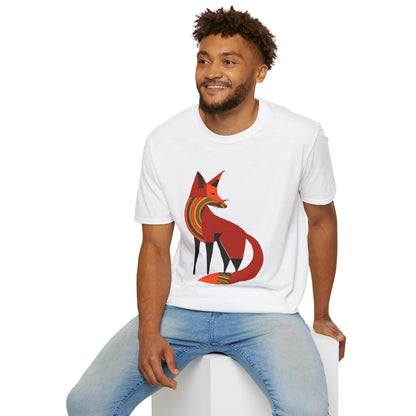 Sassy Striped Fox Graphic Art Tee - 100% Cotton T-Shirt