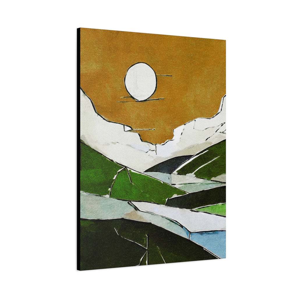 Mid Century Modern Inspired Prairie Landscape Graphic Art Print - Matte Canvas, Stretched, 1.25"