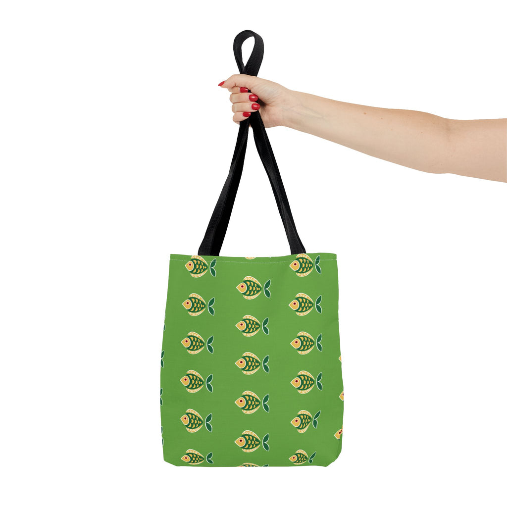 Midwest Mod Green Fish Tote Bag, Eco-Friendly Shopping Bag, Beach Tote, Gift for Nature Lovers, Summer Accessory, Lightweight Carryall