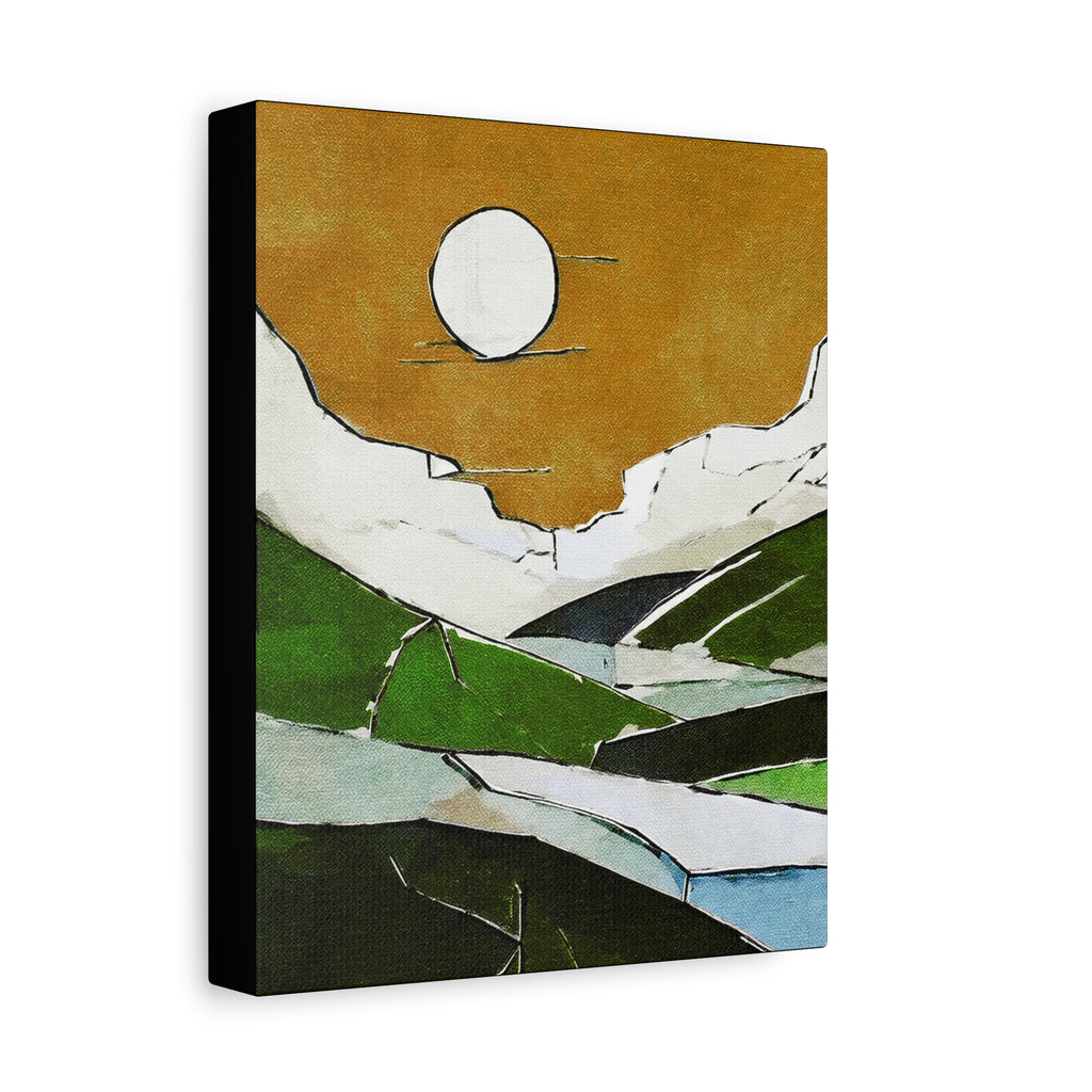 Mid Century Modern Inspired Prairie Landscape Graphic Art Print - Matte Canvas, Stretched, 1.25"