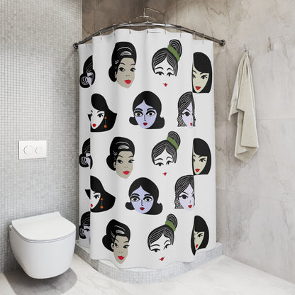 Mod MCM Inspired Hair Style Hairdo Graphic Shower Curtain No. 2