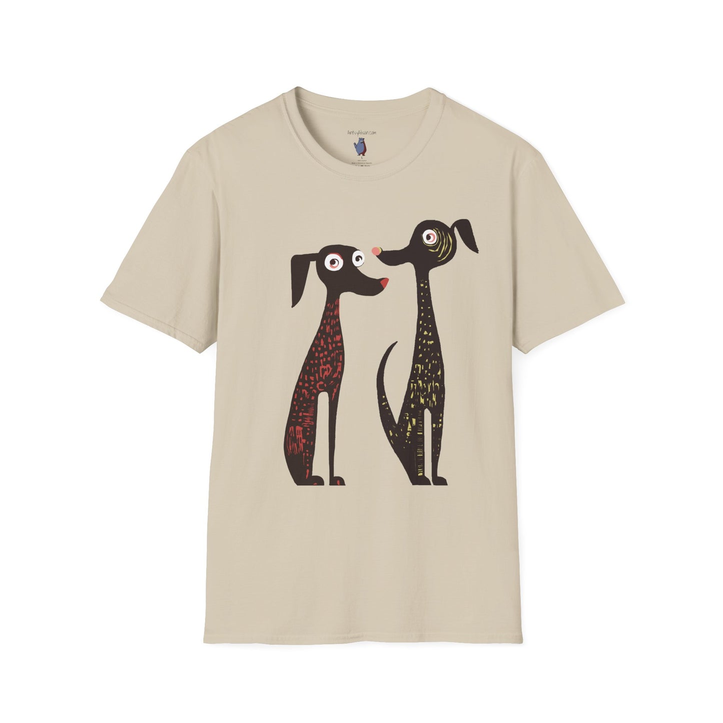 Retro Dog Duo Graphic Art - 100% Cotton T-Shirt