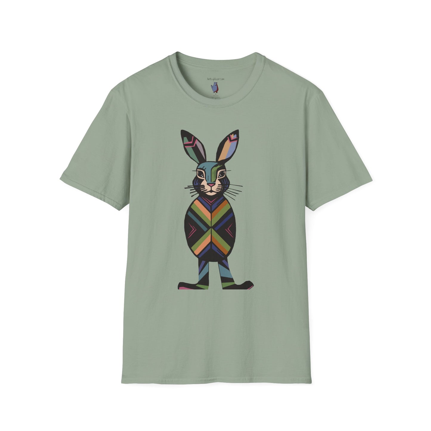 Striped Standing Bunny Rabbit - 100% Cotton T-Shirt