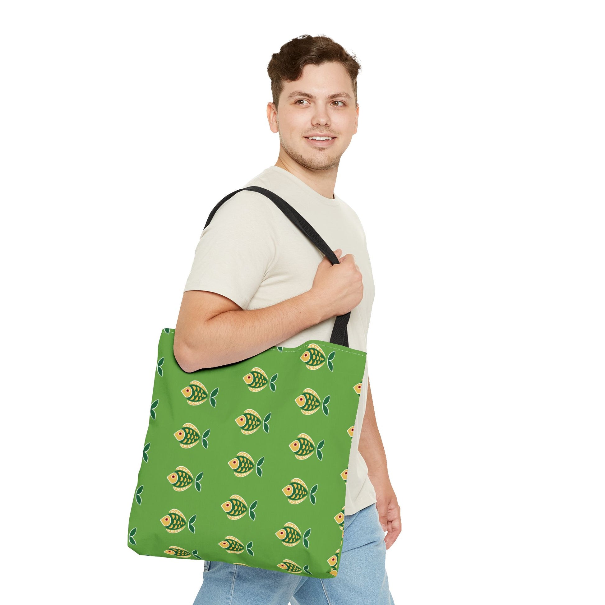 Midwest Mod Green Fish Tote Bag, Eco-Friendly Shopping Bag, Beach Tote, Gift for Nature Lovers, Summer Accessory, Lightweight Carryall