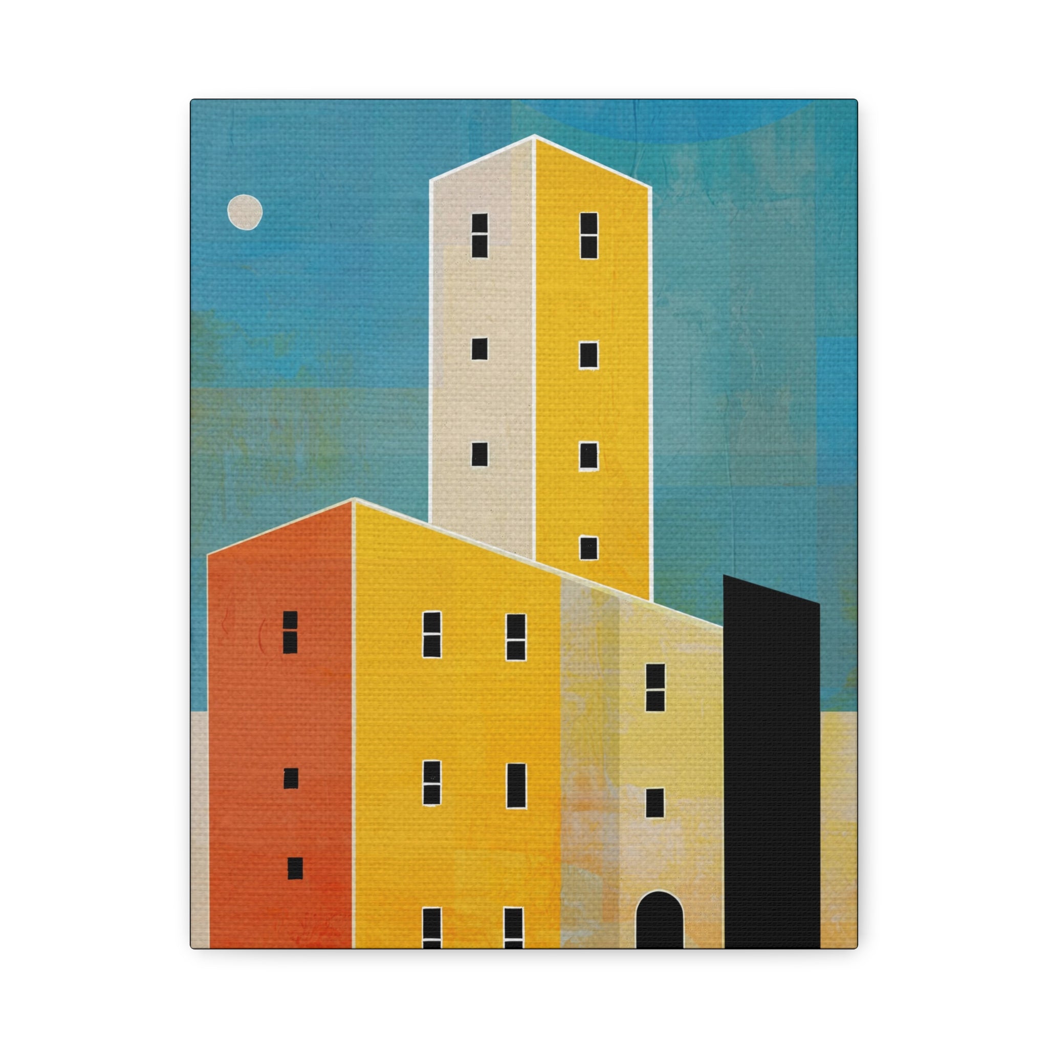 Midwest Modern Cityscape in Blue Print - Matte Canvas, Stretched, 1.25" -  home decor, wall art, city, blue