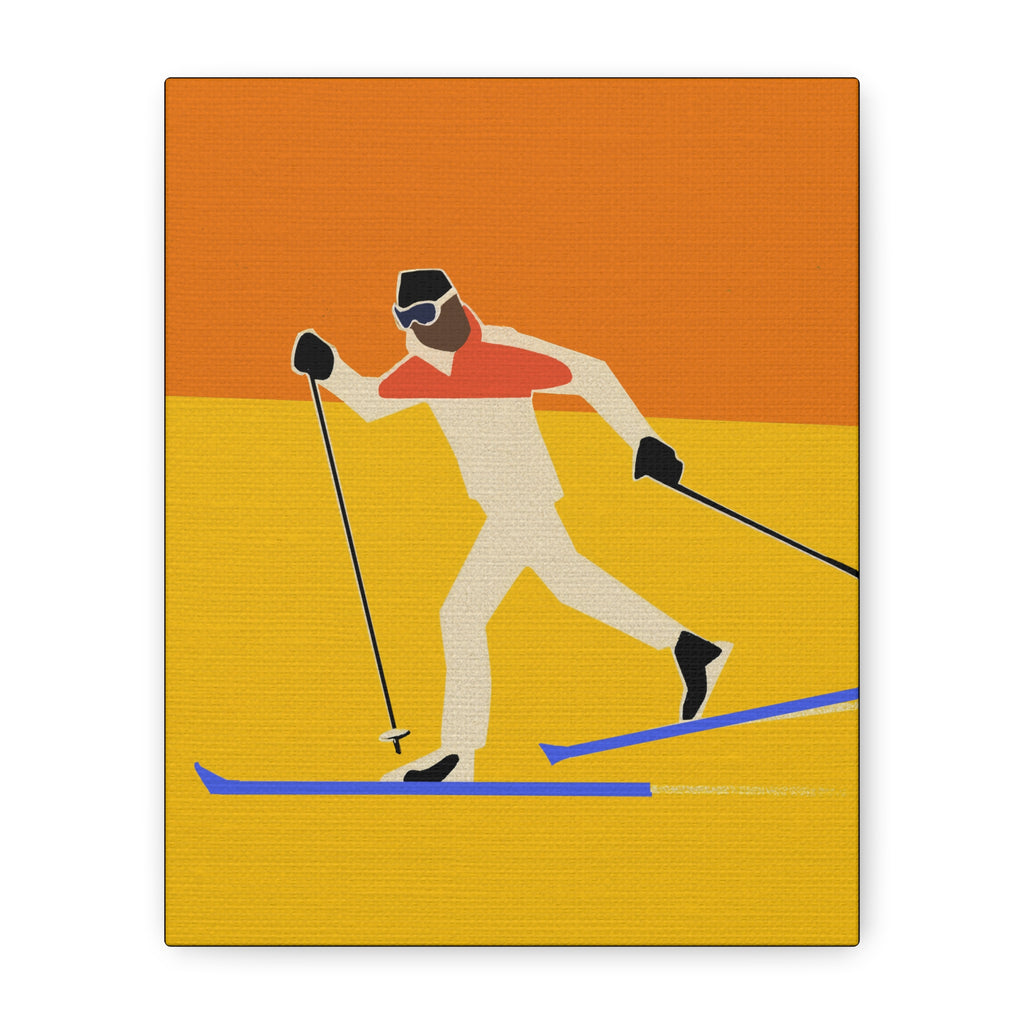 Midwest Mod Seasonal Winter Art Print - Pop Art Cross Country Skier - Matte Canvas, Stretched, 1.25"
