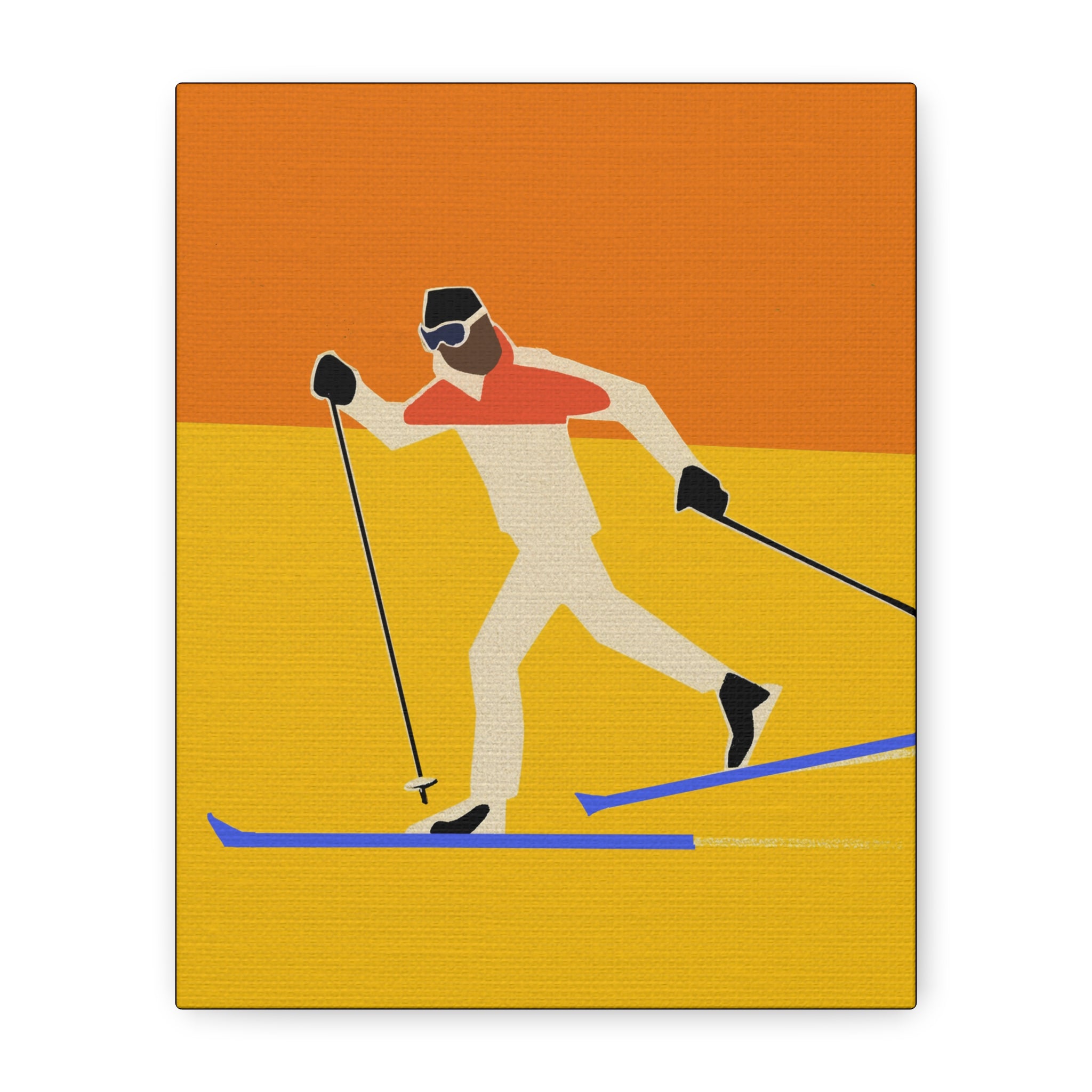 Midwest Mod Seasonal Winter Art Print - Pop Art Cross Country Skier - Matte Canvas, Stretched, 1.25"