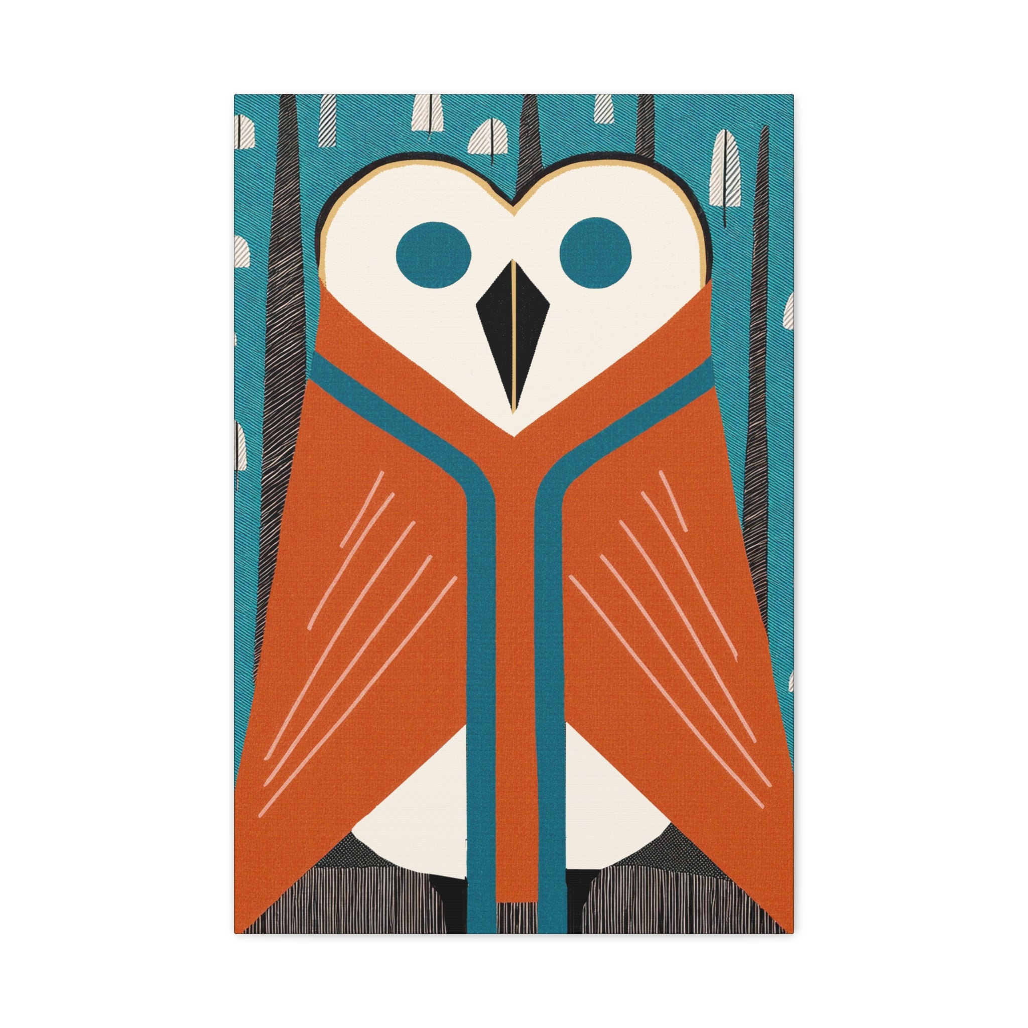 Midwest Mod Snowy Owl with Blanket Winter Print- Matte Canvas, Stretched, 1.25", holiday decor, winter, cozy, owl, blankets