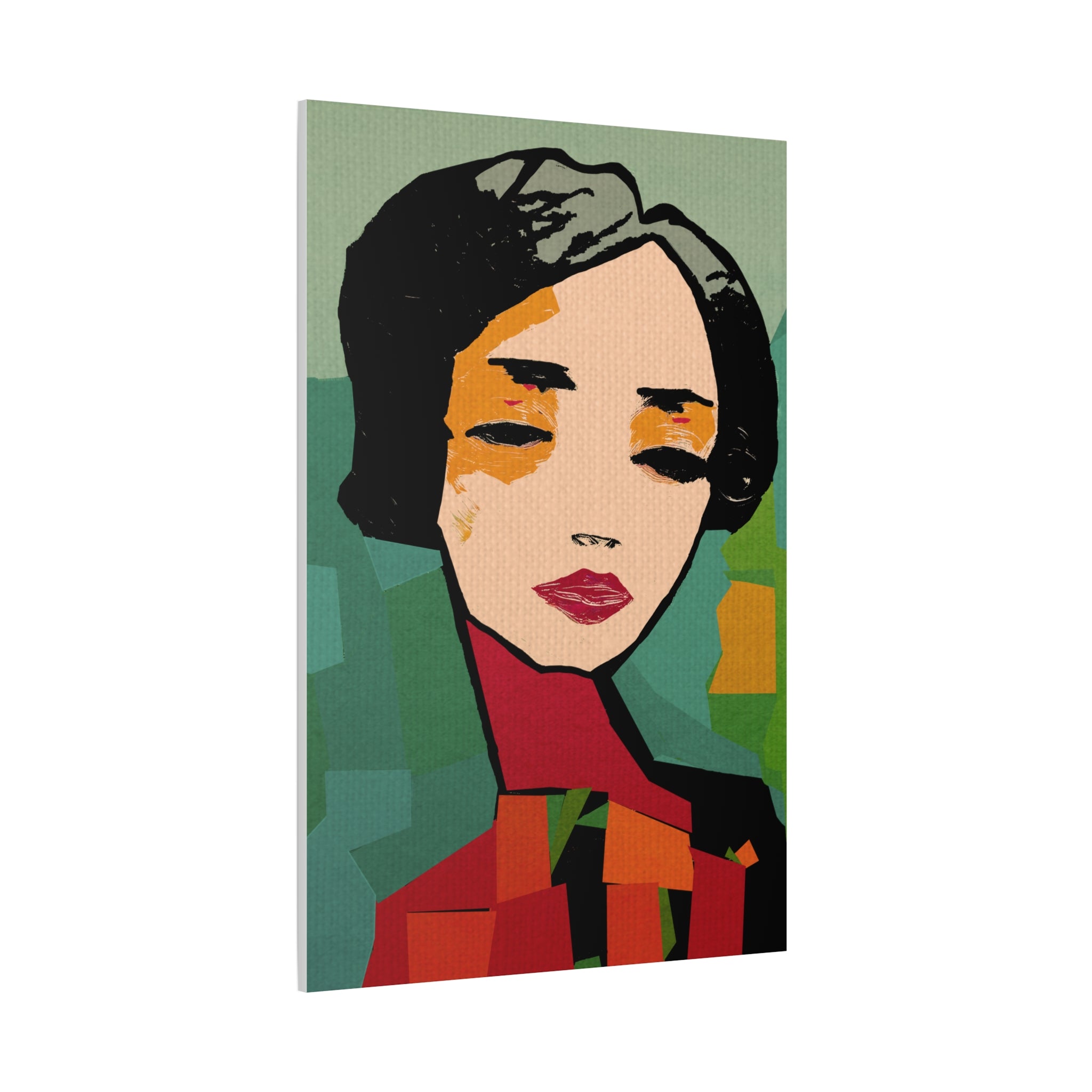 Abstract Woman Portrait So Tired Art Print - Matte Canvas, Stretched, 1.25"