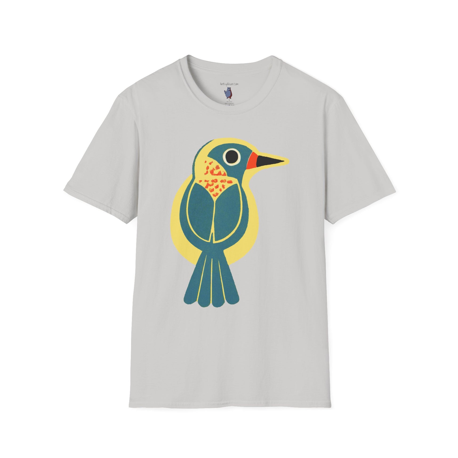 Retro BlueBird Graphic Art Tee - 100% Cotton T-Shirt