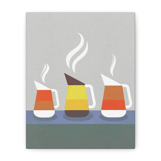 Danish Modern Inspired Coffee Pot Graphic Art Print - Matte Canvas, Stretched, 1.25"