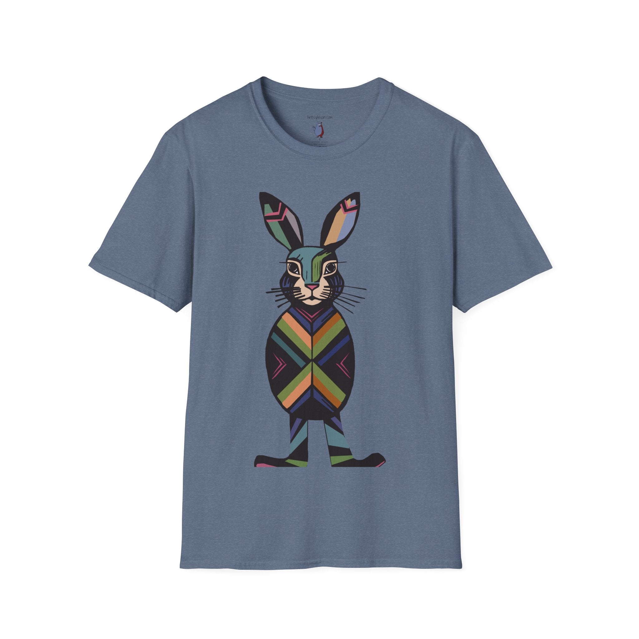 Striped Standing Bunny Rabbit - 100% Cotton T-Shirt