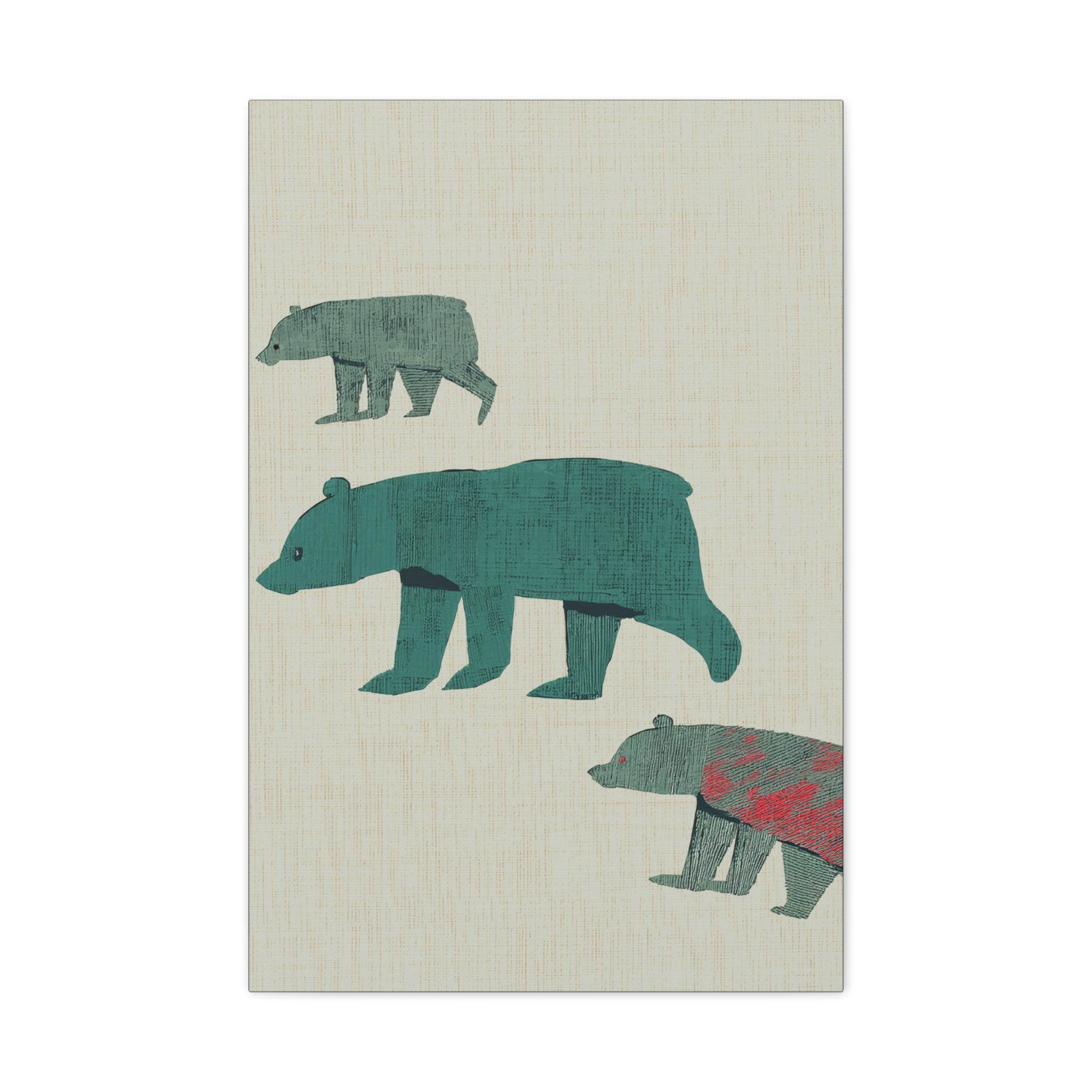 Modern Abstract Three Walking Bears  - Matte Canvas, Stretched, 1.25"