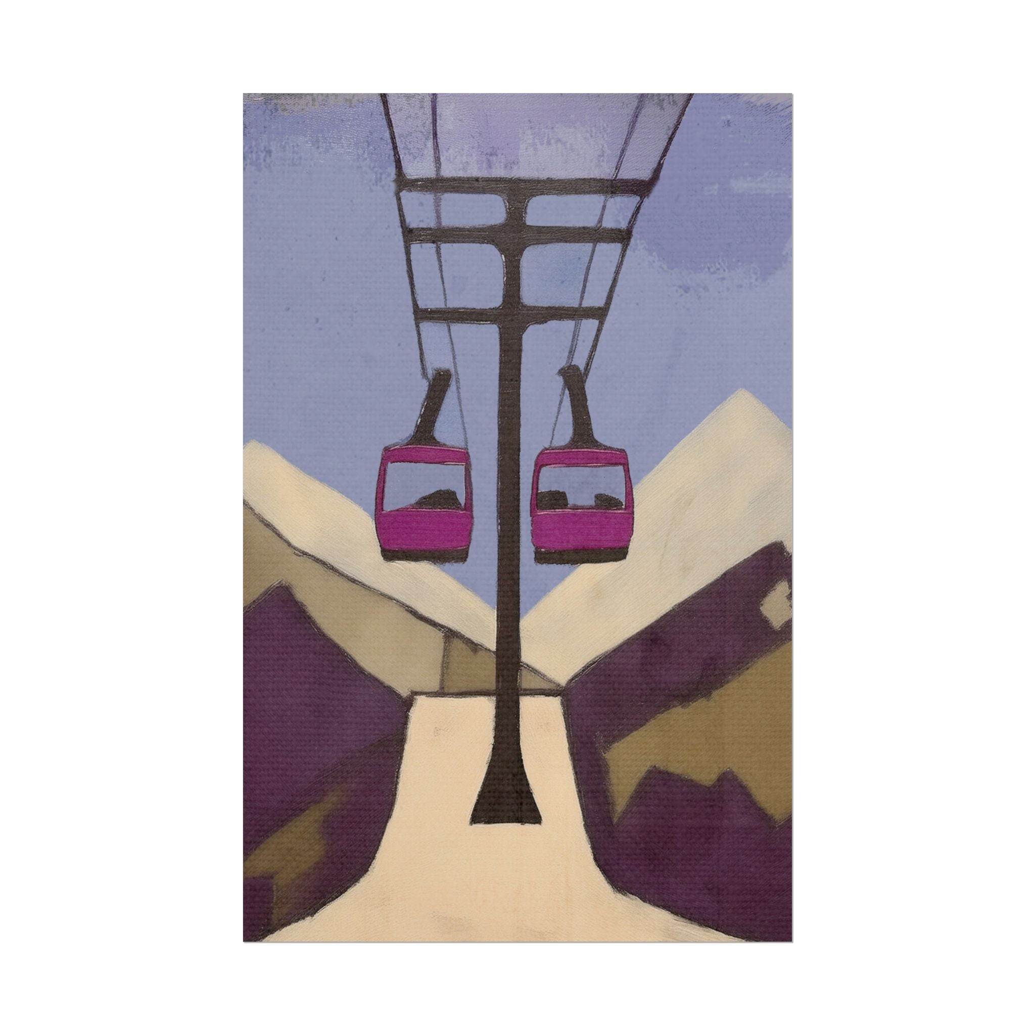 Midwest Modern Mountain Ski Lift, Rolled Poster -  nature lovers, outdoor activities, winter, ski, sport, mountain, lift
