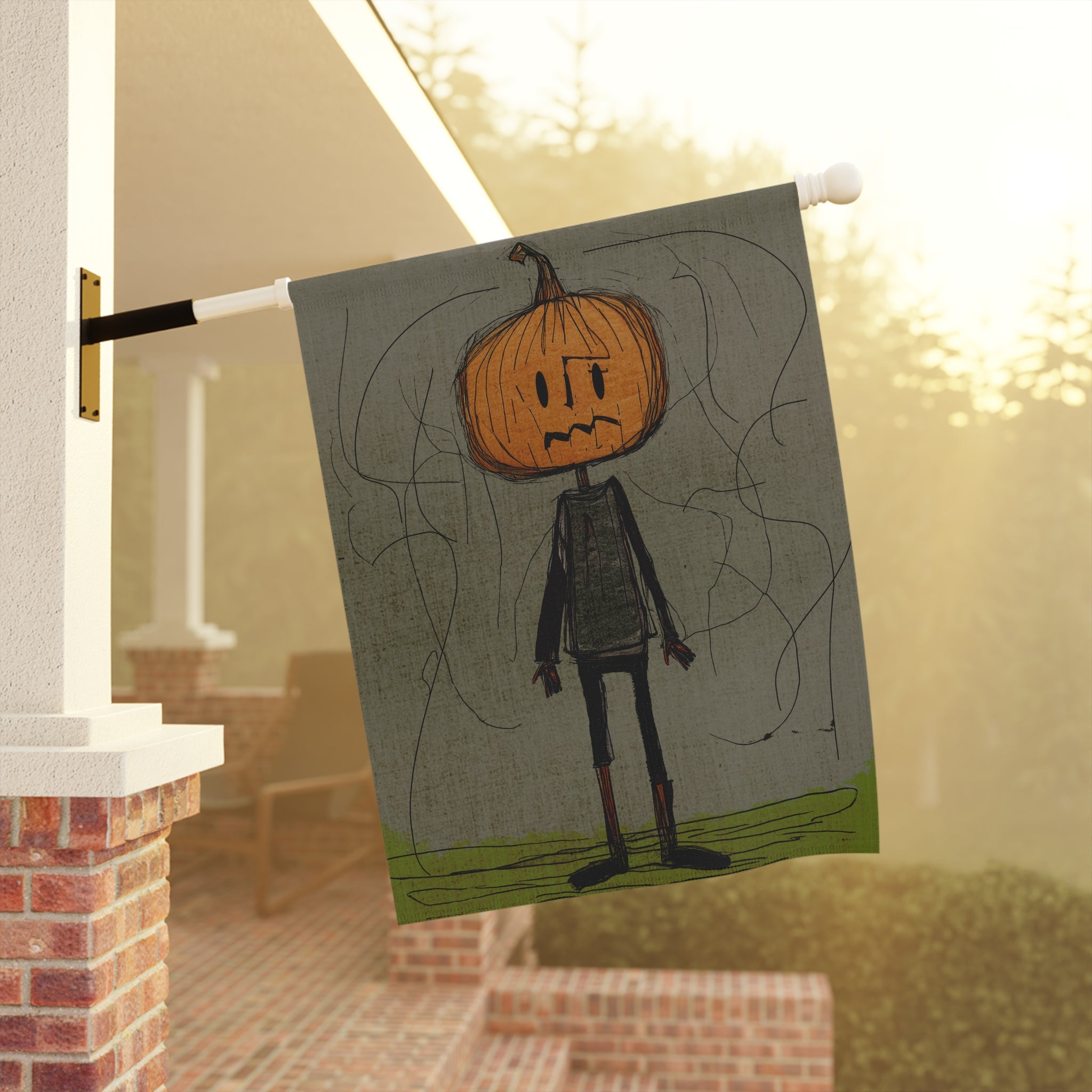 Halloween Seasonal Midwest Mod Pumpkin Boy No. 4 Art Whimsical Yard Decoration, Unique Home & Garden Decor, Outdoor Signs, Fun Garden Art