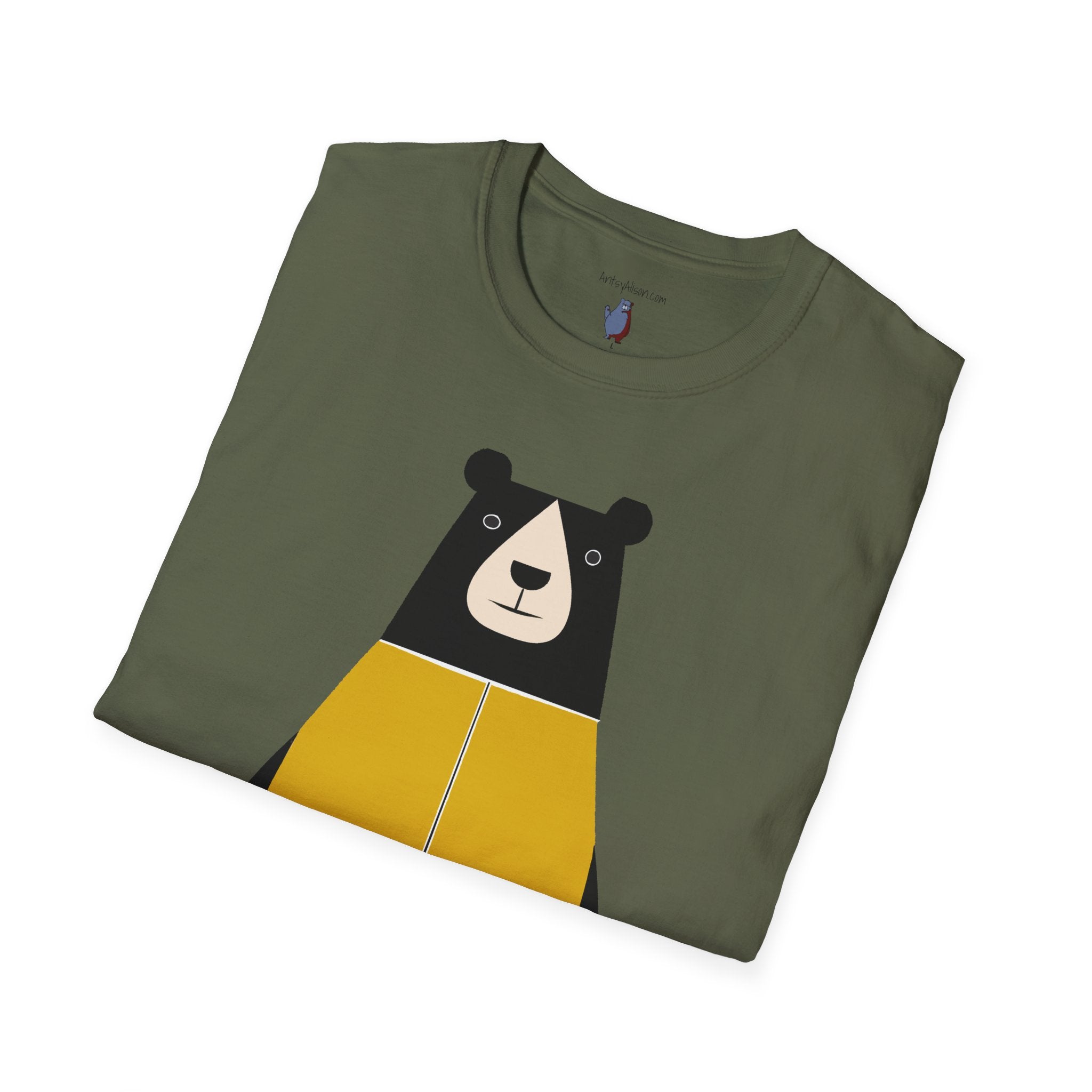 Bear in Yellow Graphic Art - 100% Cotton T-Shirt