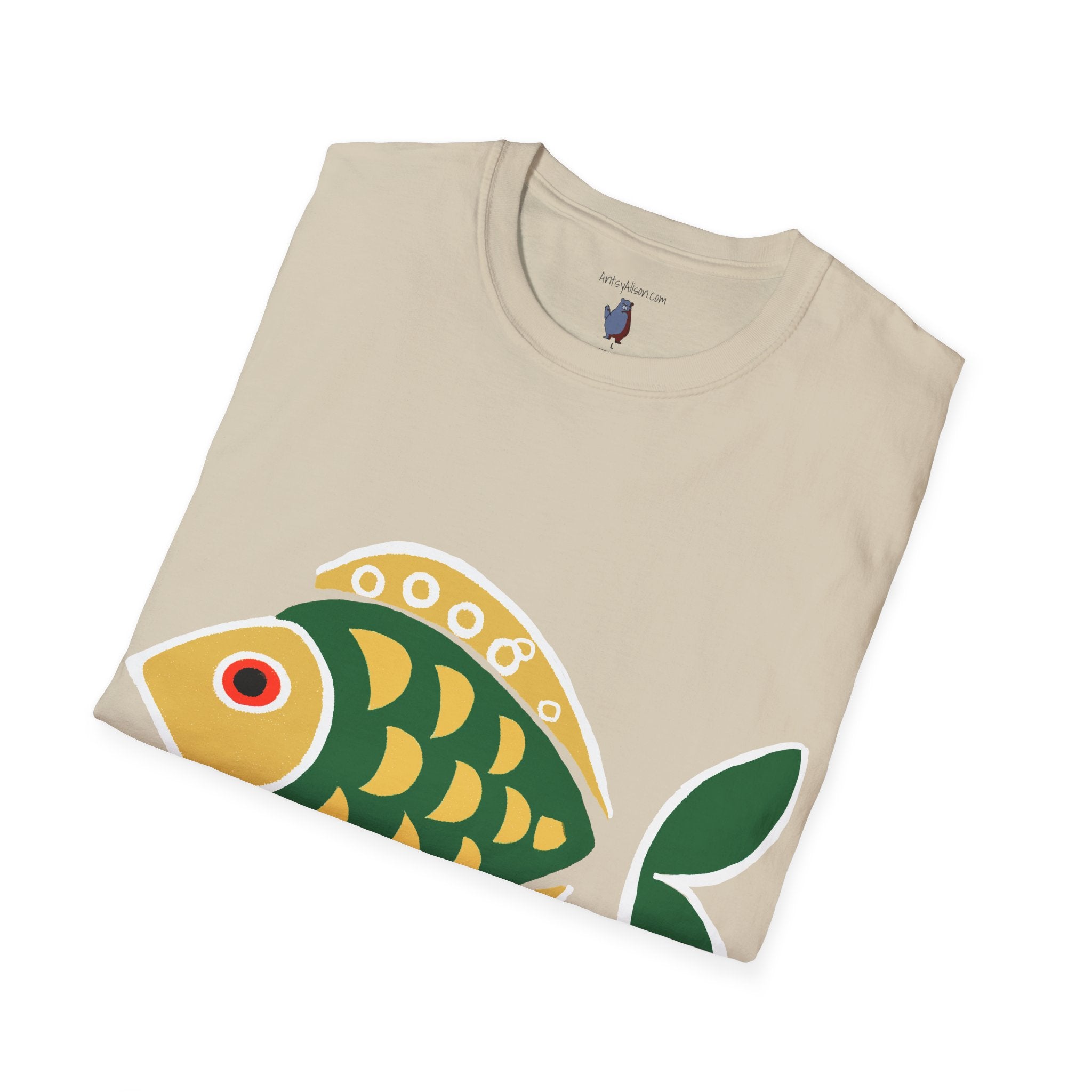 Retro Fish Graphic Art Tee - 100% Cotton T-Shirt