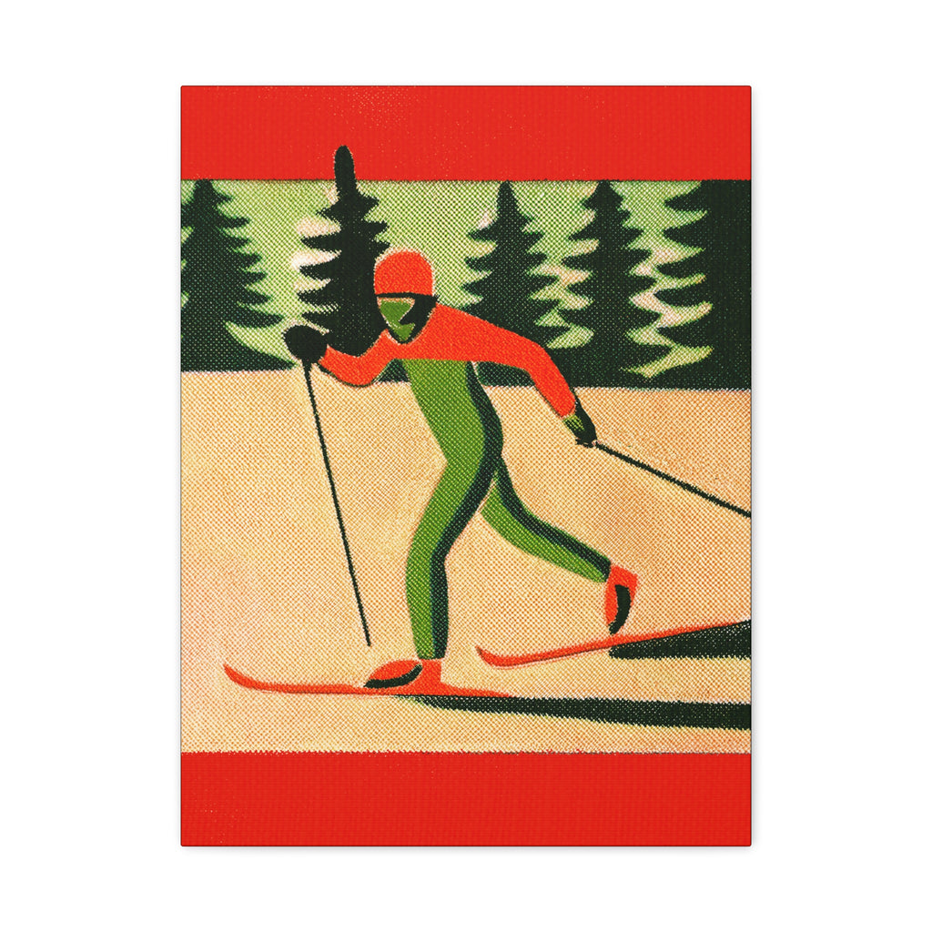 Midwest Mod Seasonal Winter Art Print Cross Country Skier - Matte Canvas, Stretched, 1.25"