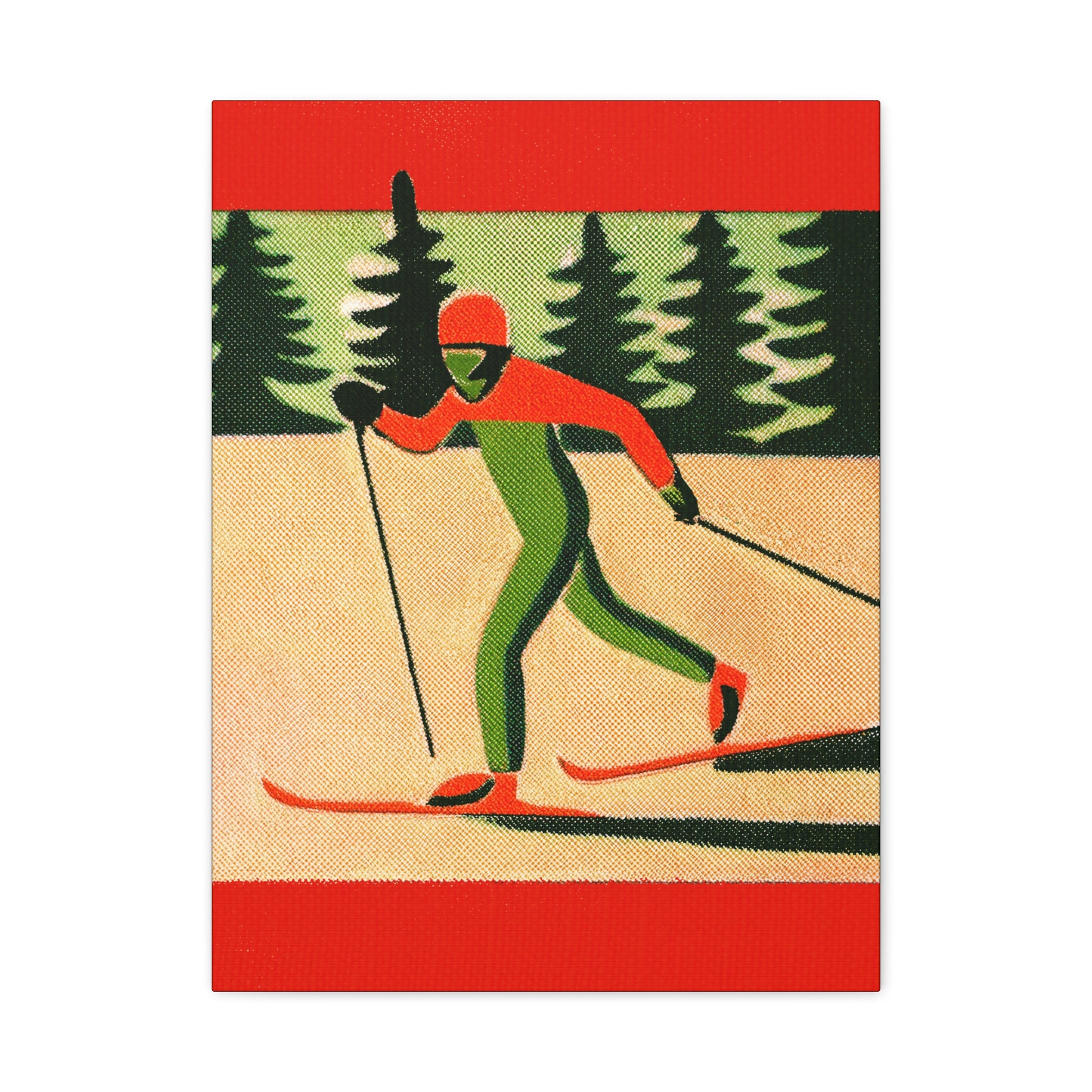 Midwest Mod Seasonal Winter Art Print Cross Country Skier - Matte Canvas, Stretched, 1.25"