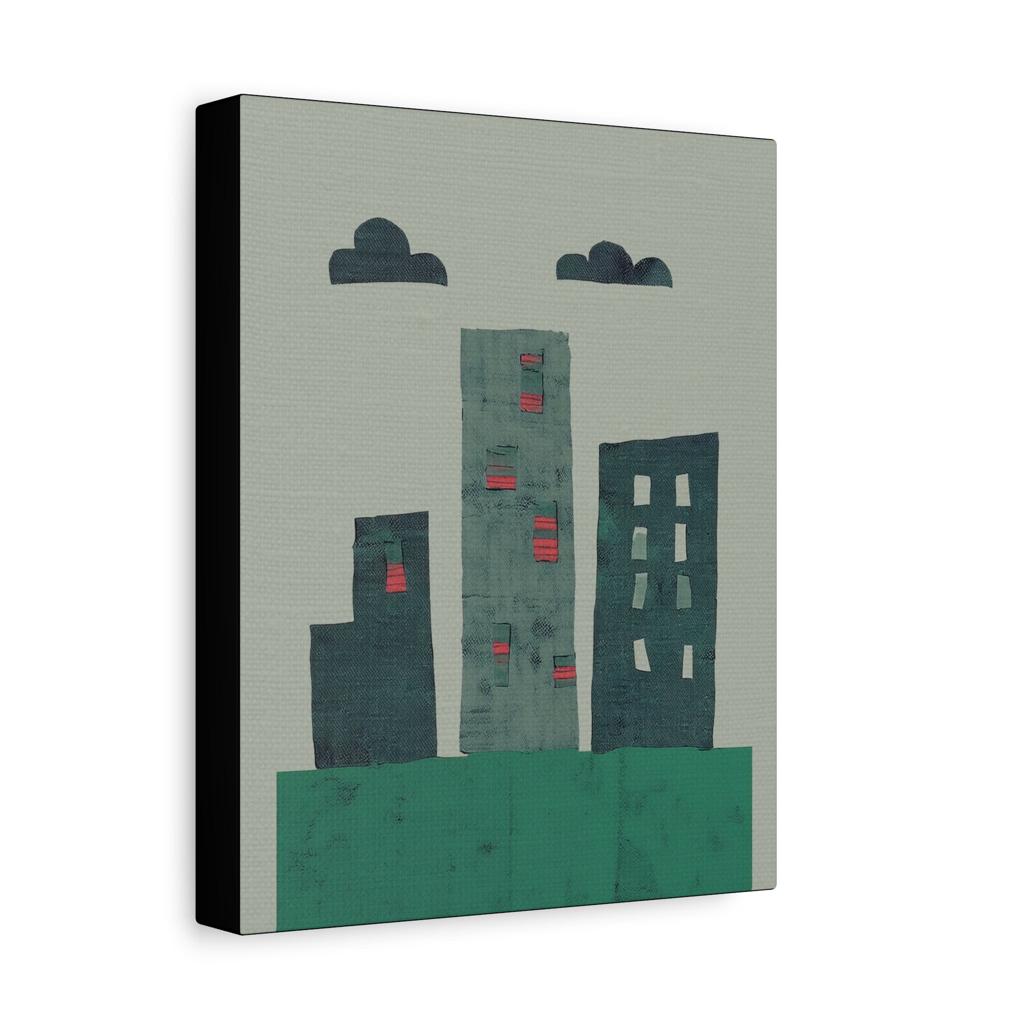 Collage Style Small Town Skyline - Matte Canvas, Stretched, 1.25"