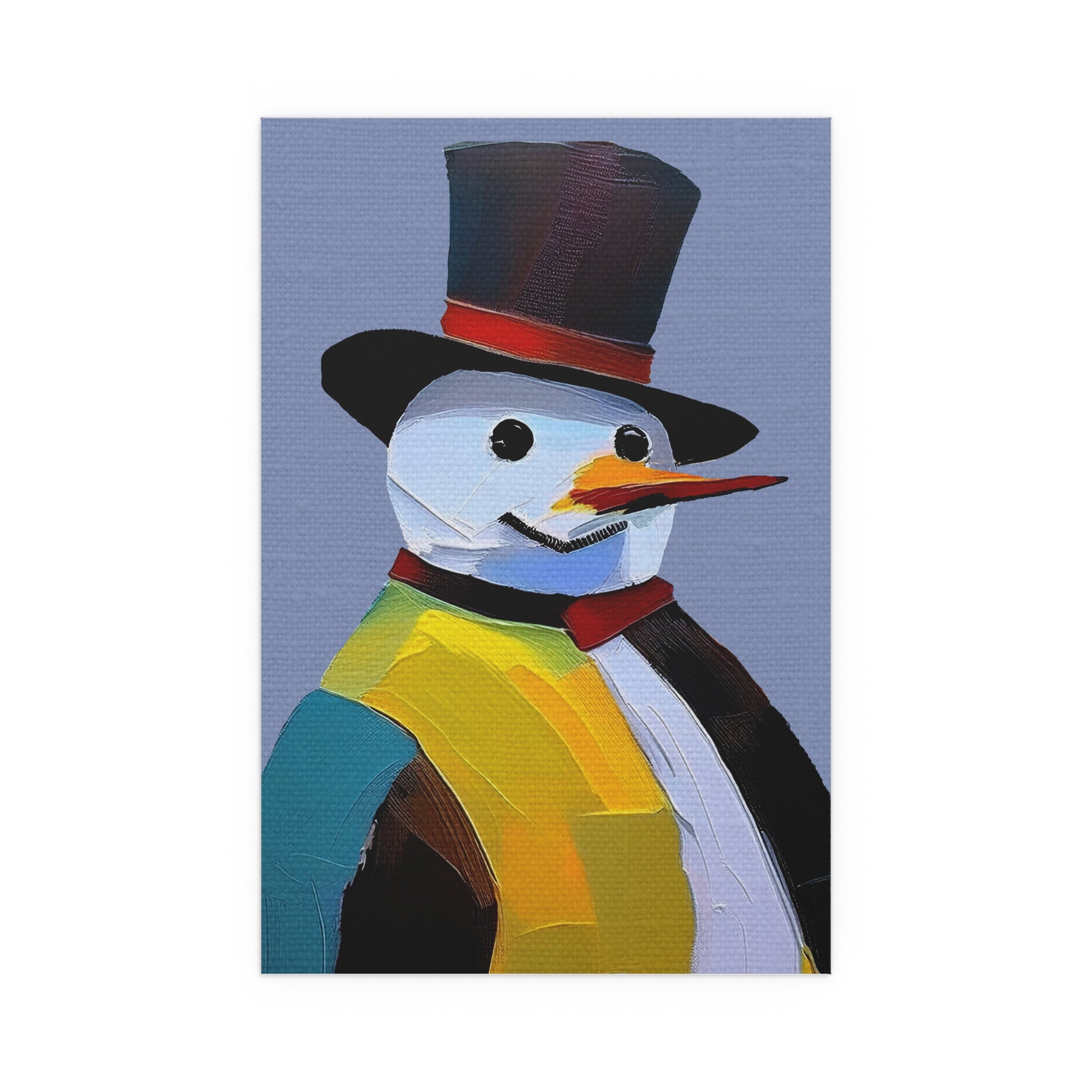 Midwest Mod Painted Snowman Seasonal Silk Poster, Indoor and Outdoor Decor, Unique Home Decor, Seasonal Decor, Christmas, Holiday